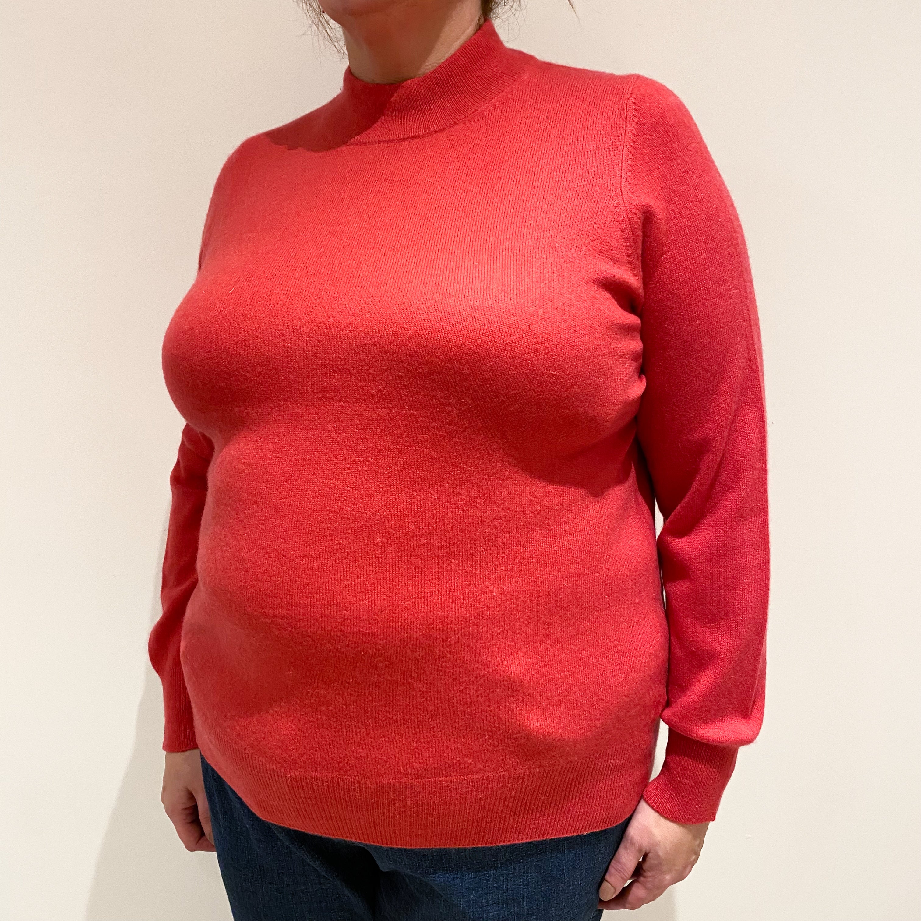 Strawberry Red Cashmere Turtle Neck Jumper Extra Large