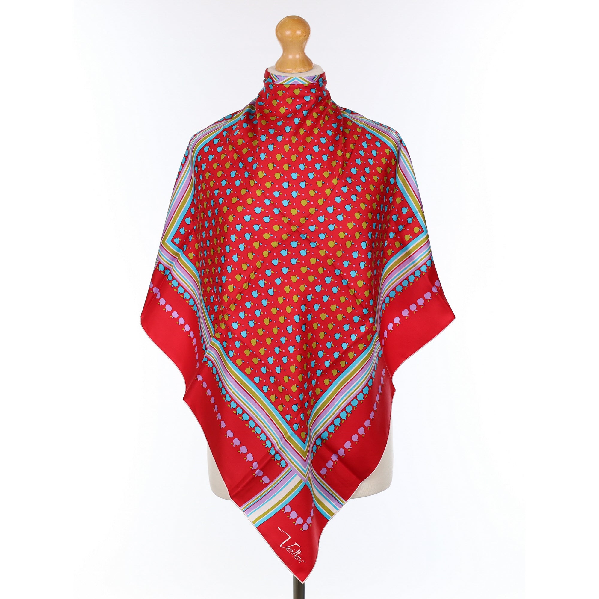 Vetter Apple Patterned Vintage Silk Scarf