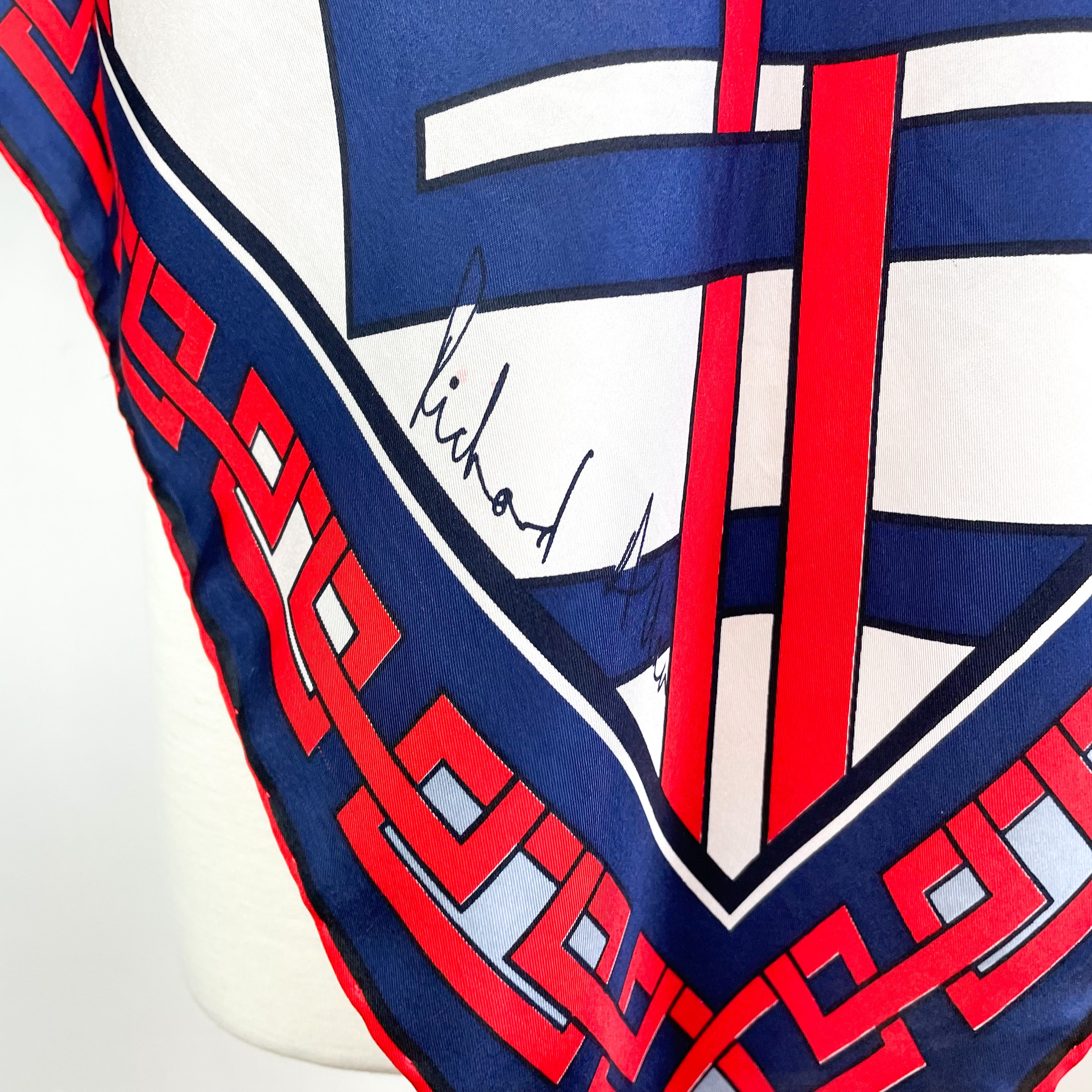 1970s Richard Allan Geometric Vintage Silk Scarf
