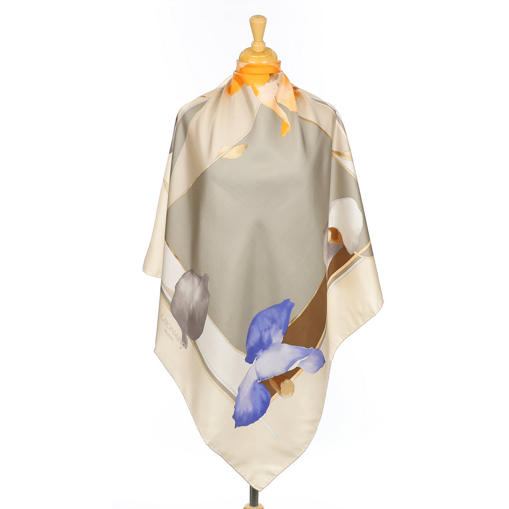 Immaculate Leonard Cream Floral Designer Silk Scarf
