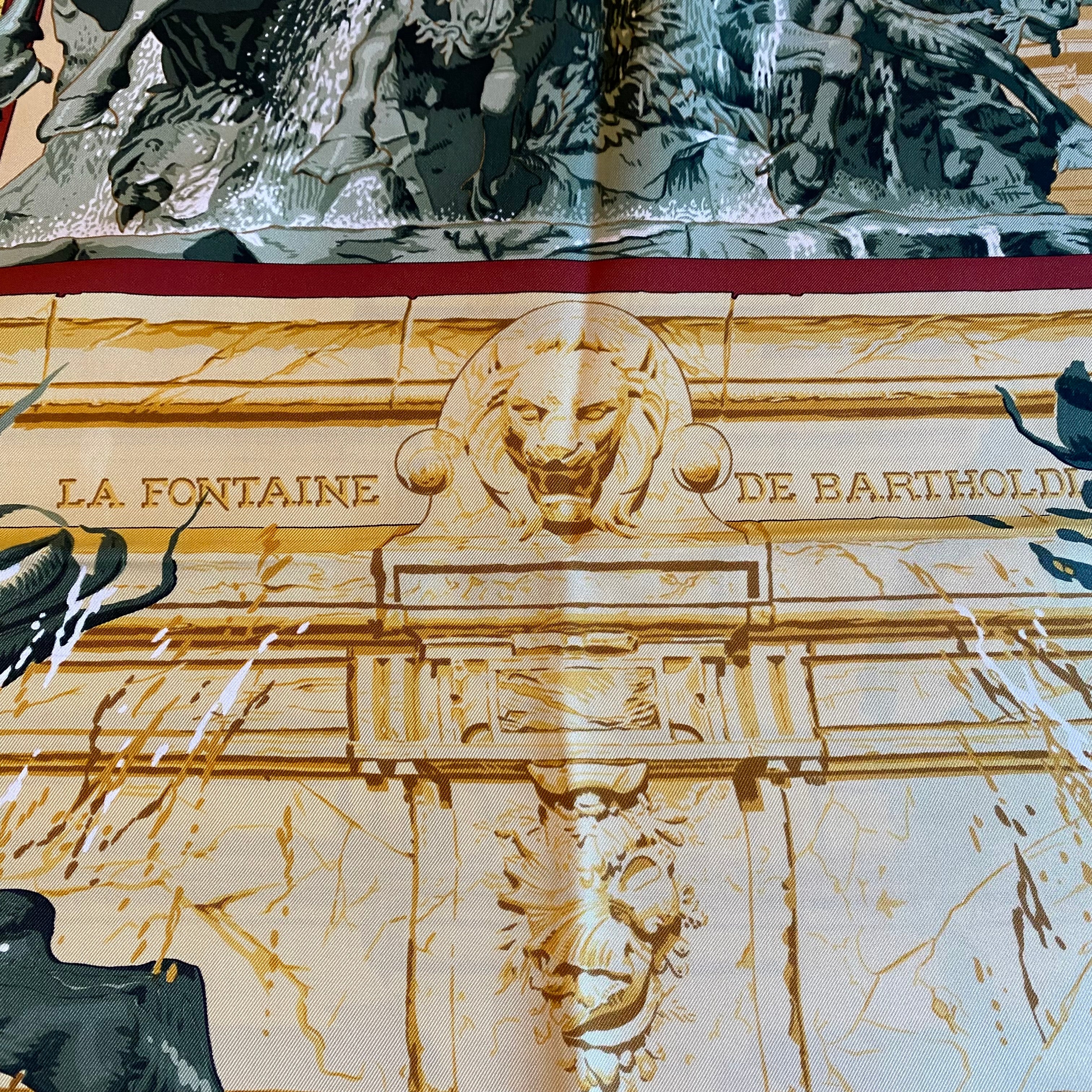 Hermès La Fontaine De Bartholdi Silk Scarf Quite Rare