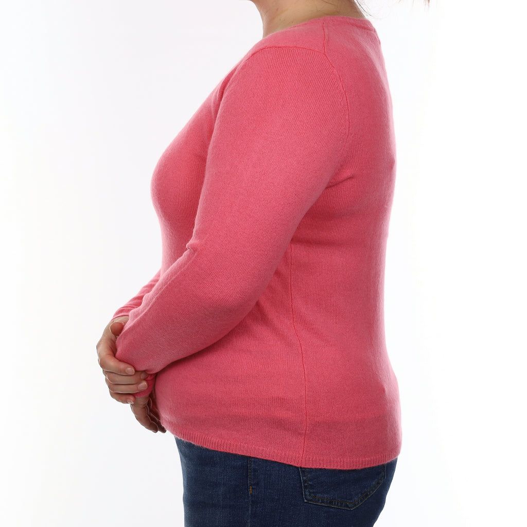 Rose Pink Cashmere Crew Neck Jumper Large