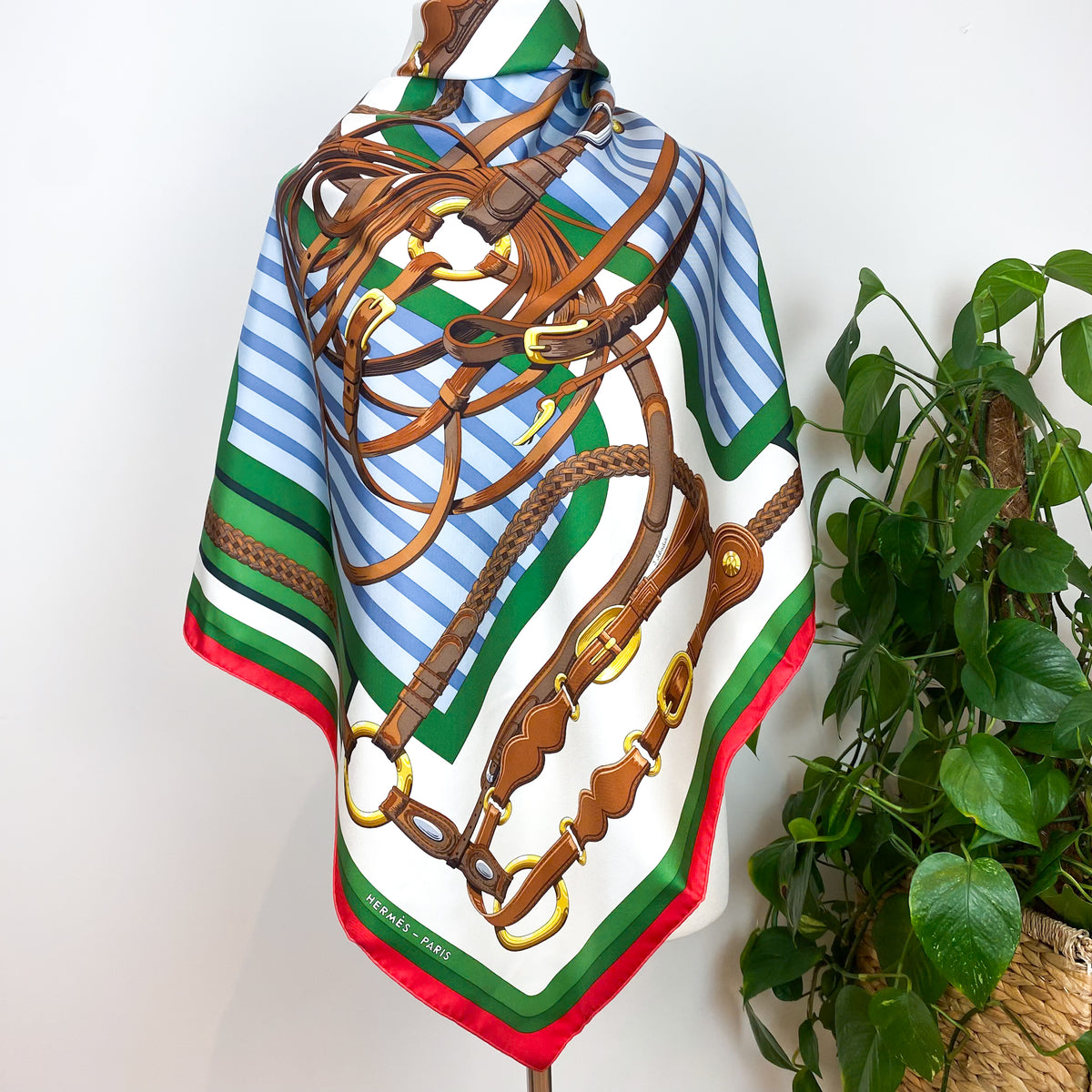 Brand New Boxed Hermes Coaching Designer Silk Scarf