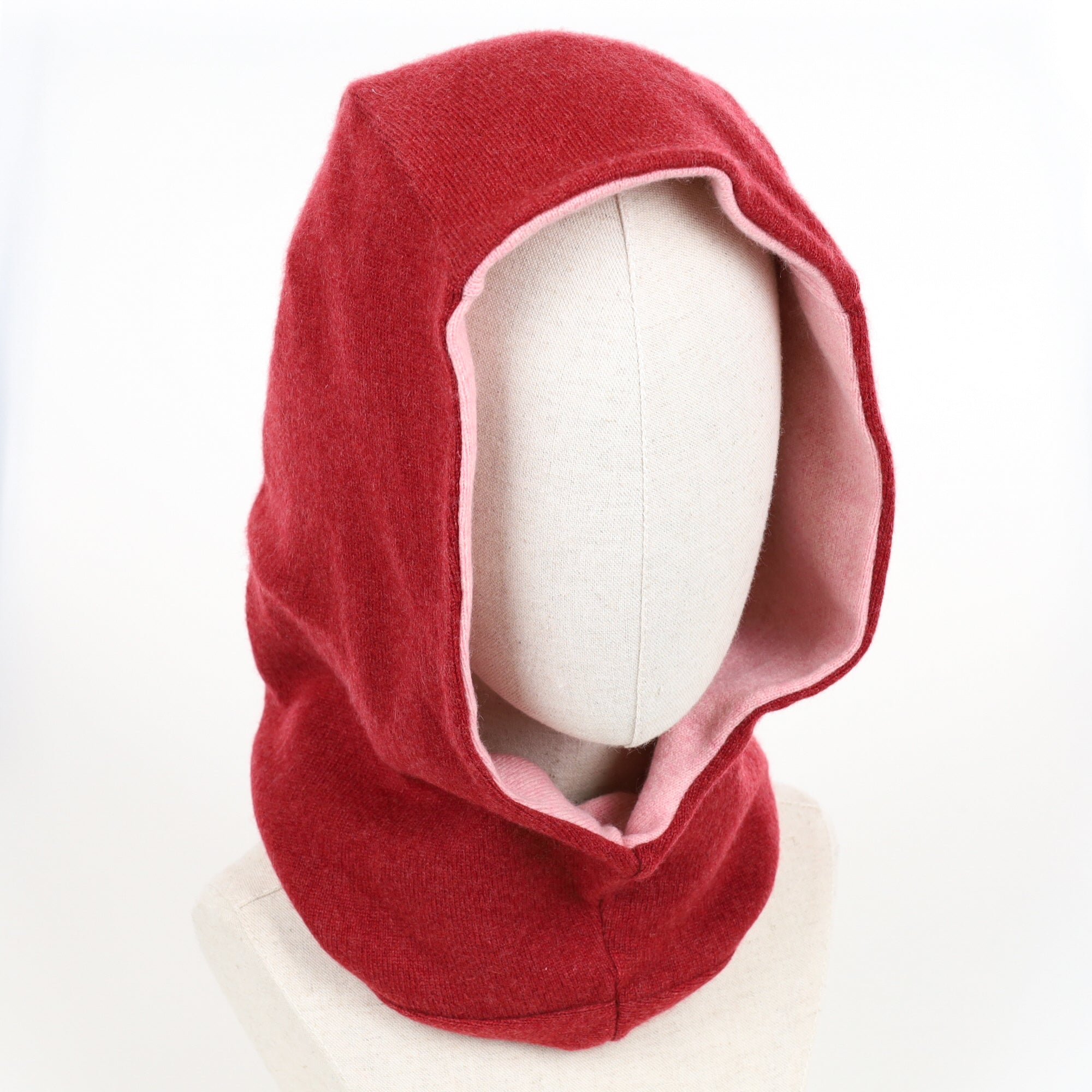 Rust and Baby Pink Luxury Reversible Cashmere Hood Unisex
