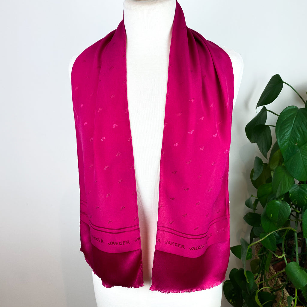 1970s Long Jaeger Vintage Silk Scarf