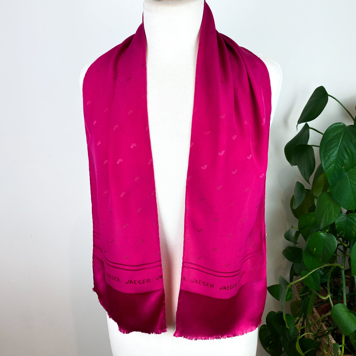 1970s Long Jaeger Vintage Silk Scarf