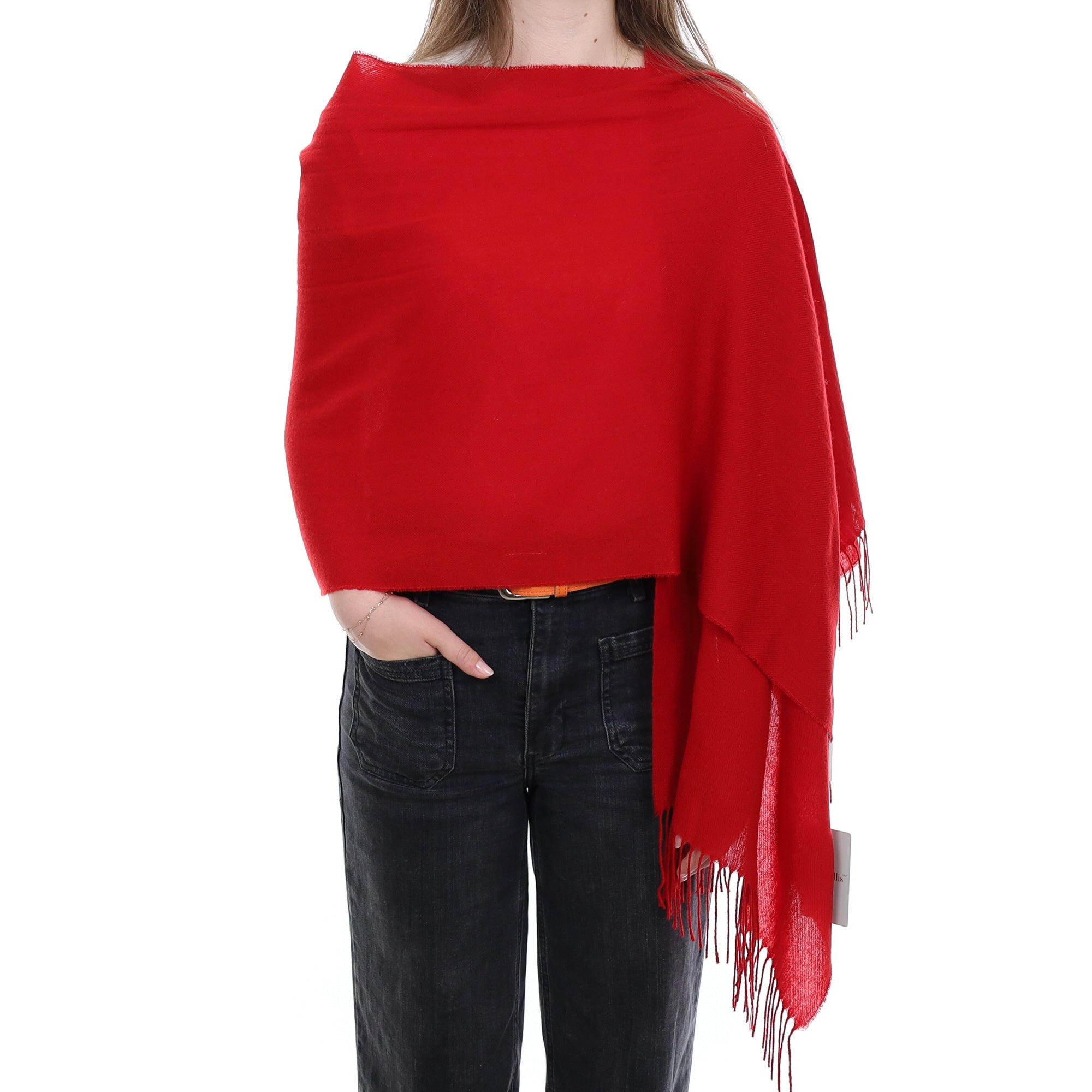 Brand New British Berry Red Luxury Woven Cashmere Wrap