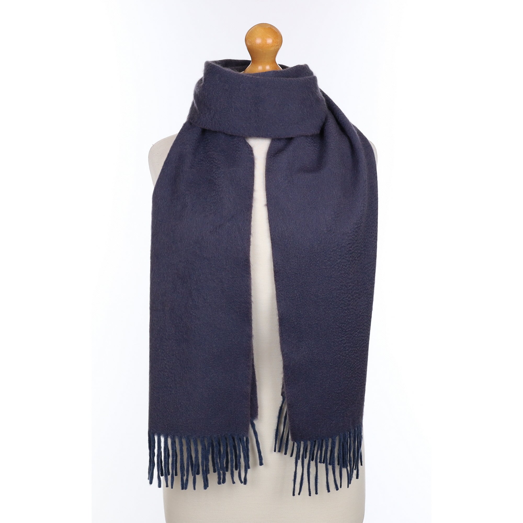 Scottish Deep Dusky Blue Woven Cashmere Scarf