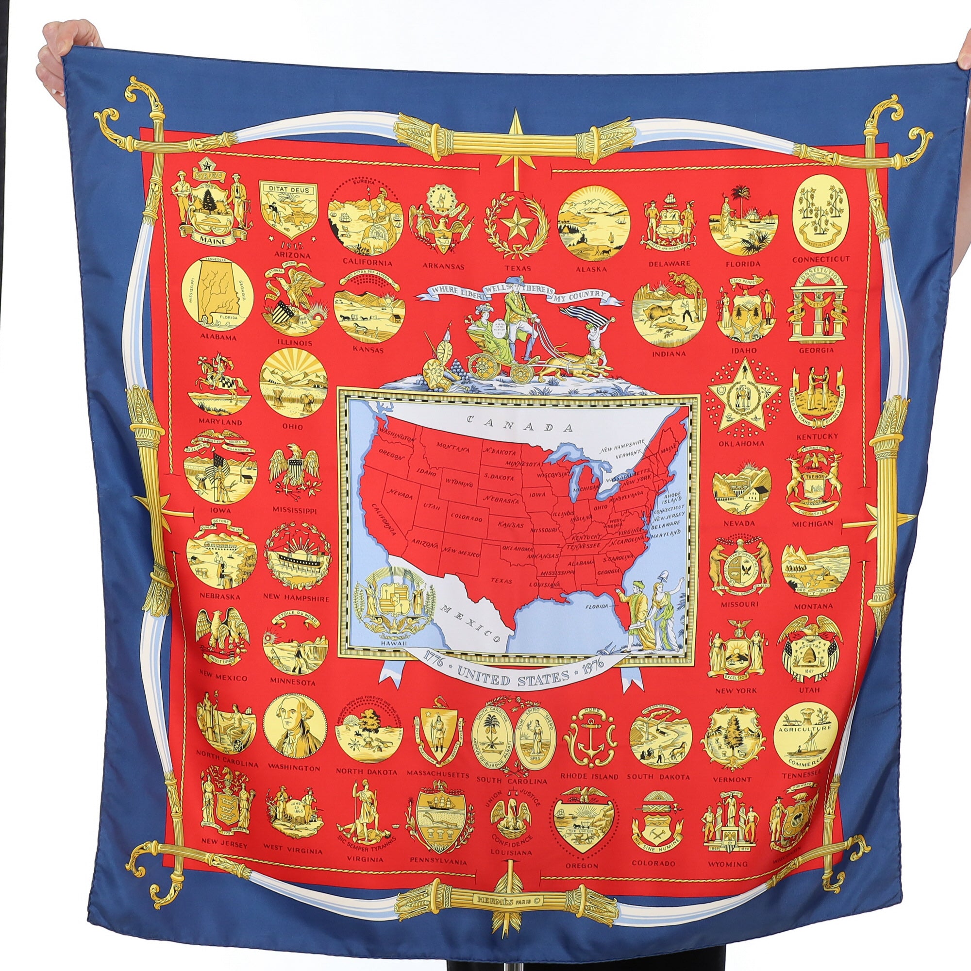 Hermès Arms of the United States Silk Scarf Quite Rare
