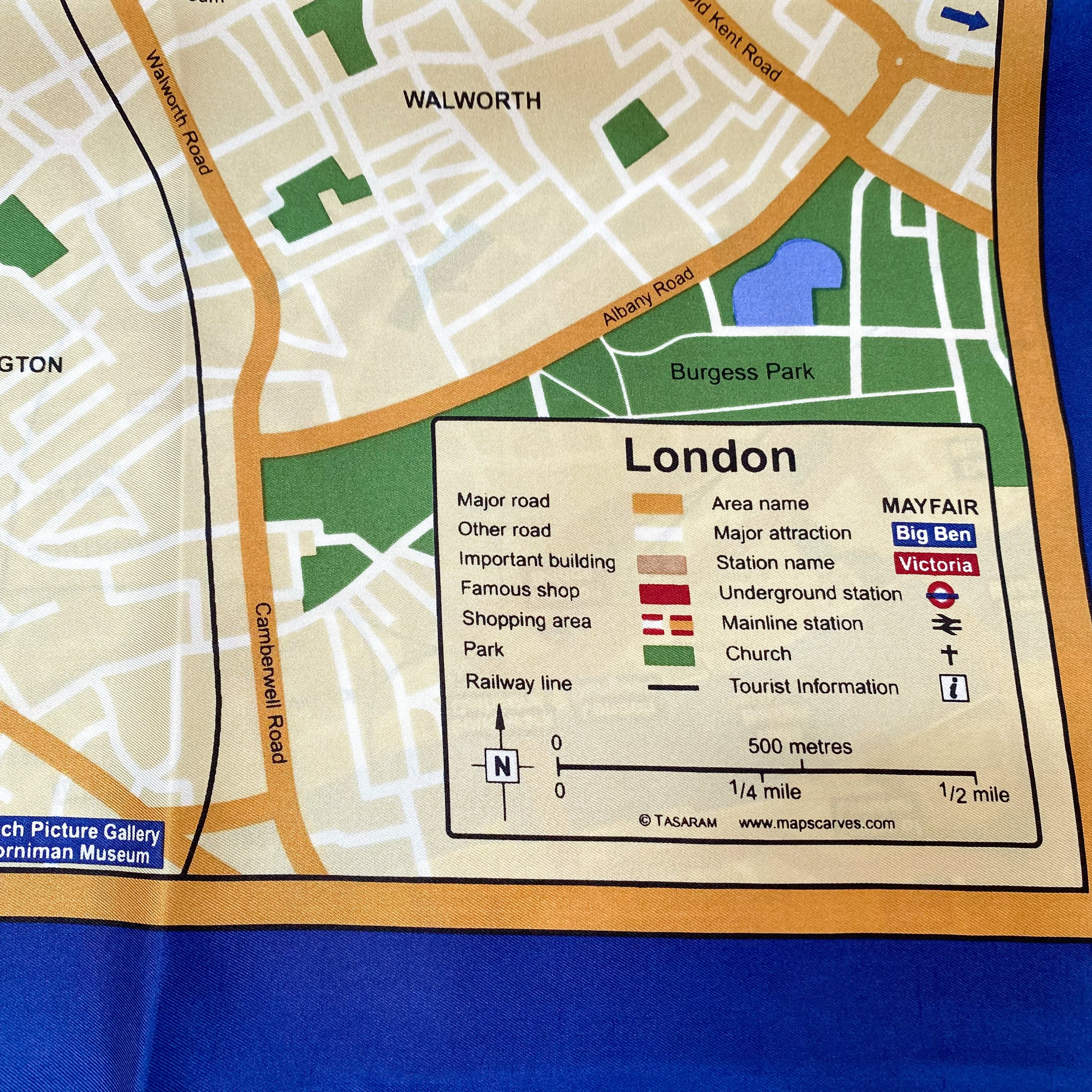 Immaculate Tasaram London Map Silk Scarf