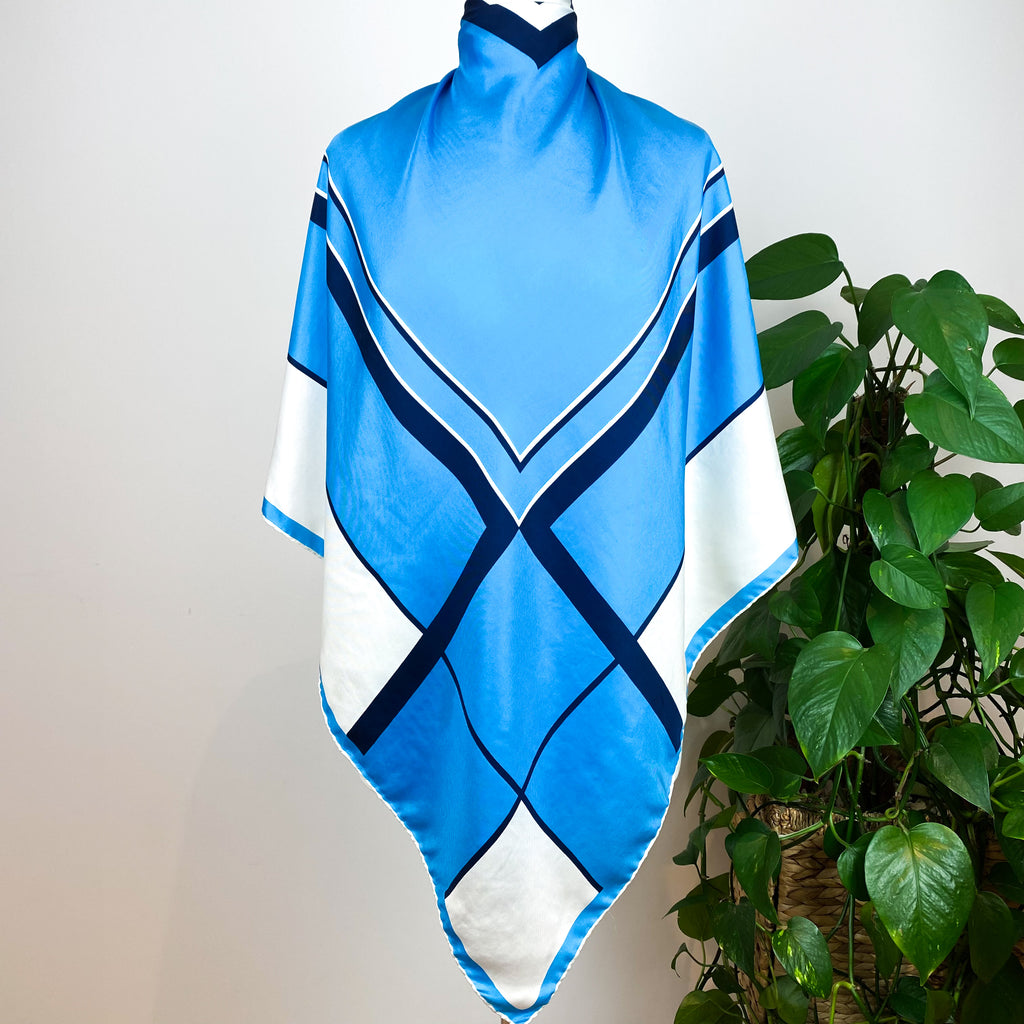 1969s French Geometric Vintage Silk Scarf
