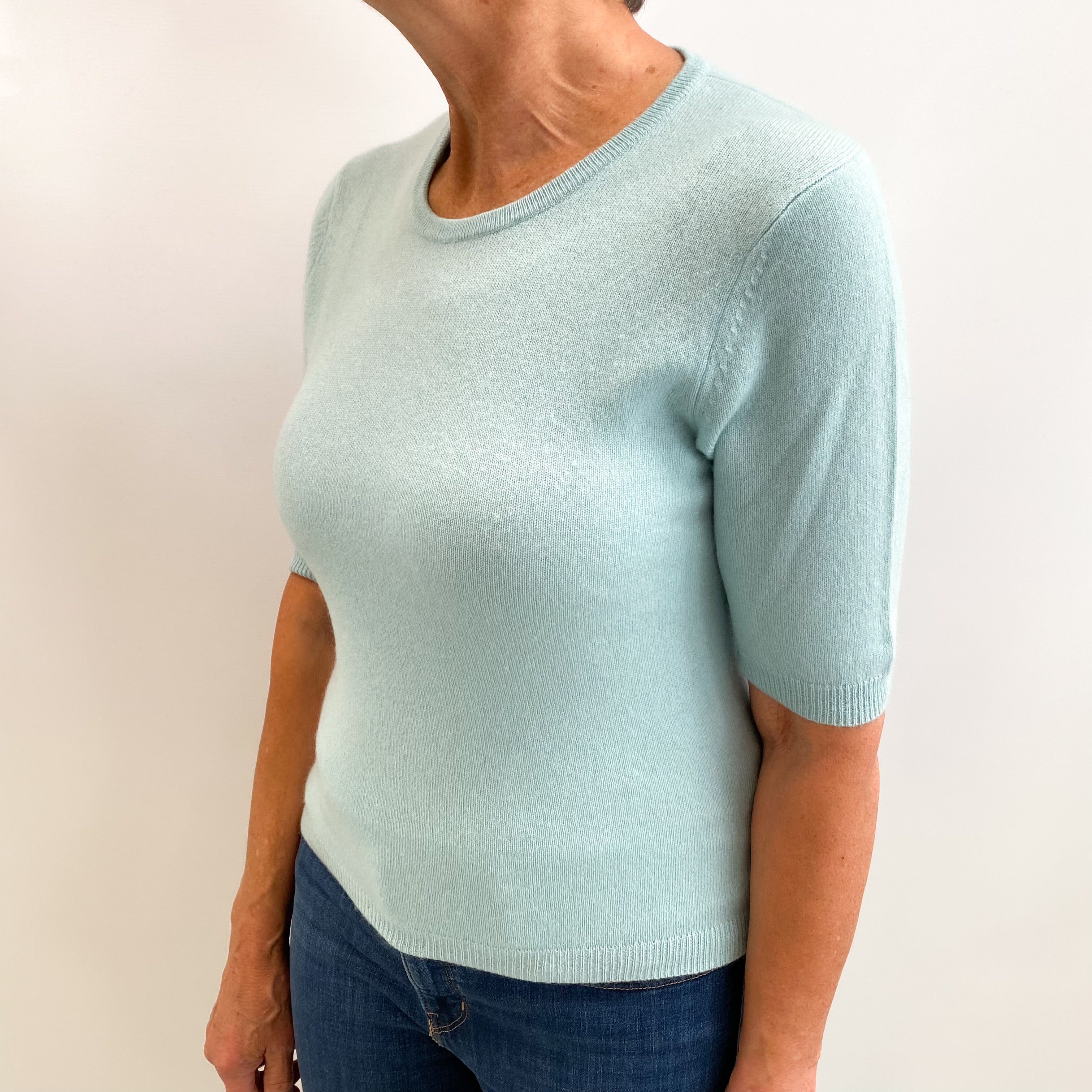 Opal Green Cashmere Crew Neck Jumper Medium