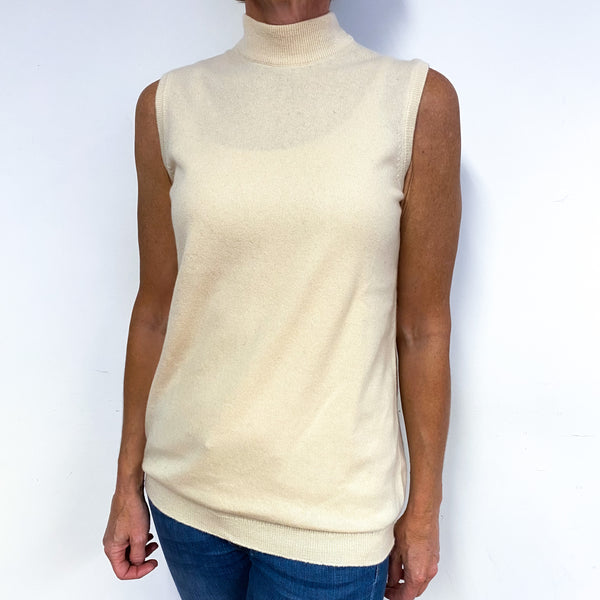 Scottish Cream Cashmere Turtle Neck Tank Top Jumper Medium
