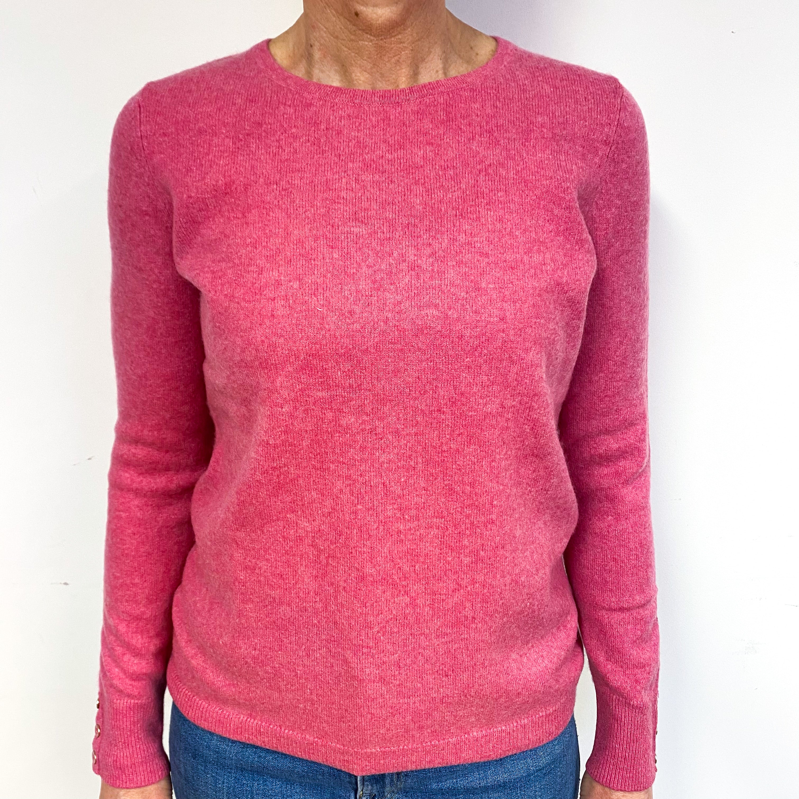 Raspberry Pink Cashmere Crew Neck Jumper Medium