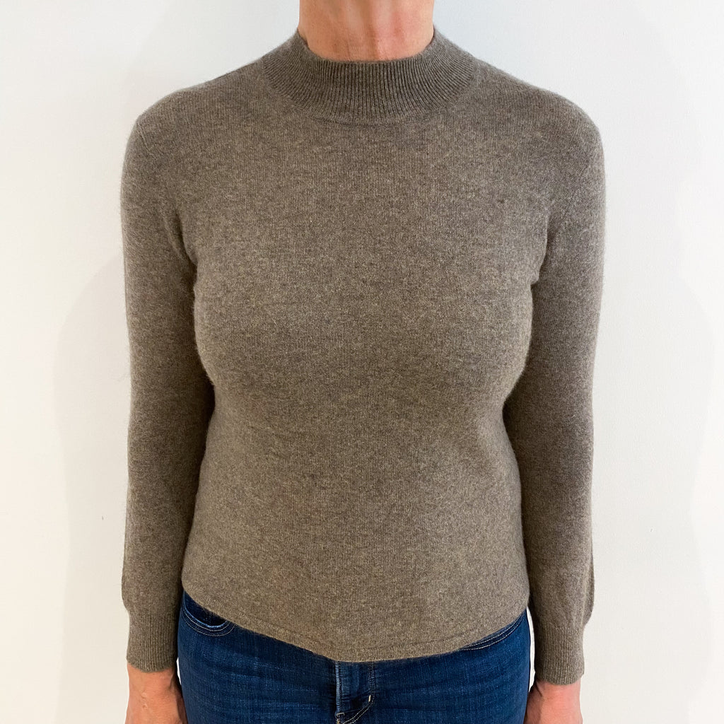 Mocha Brown Cashmere Turtle Neck Jumper Medium