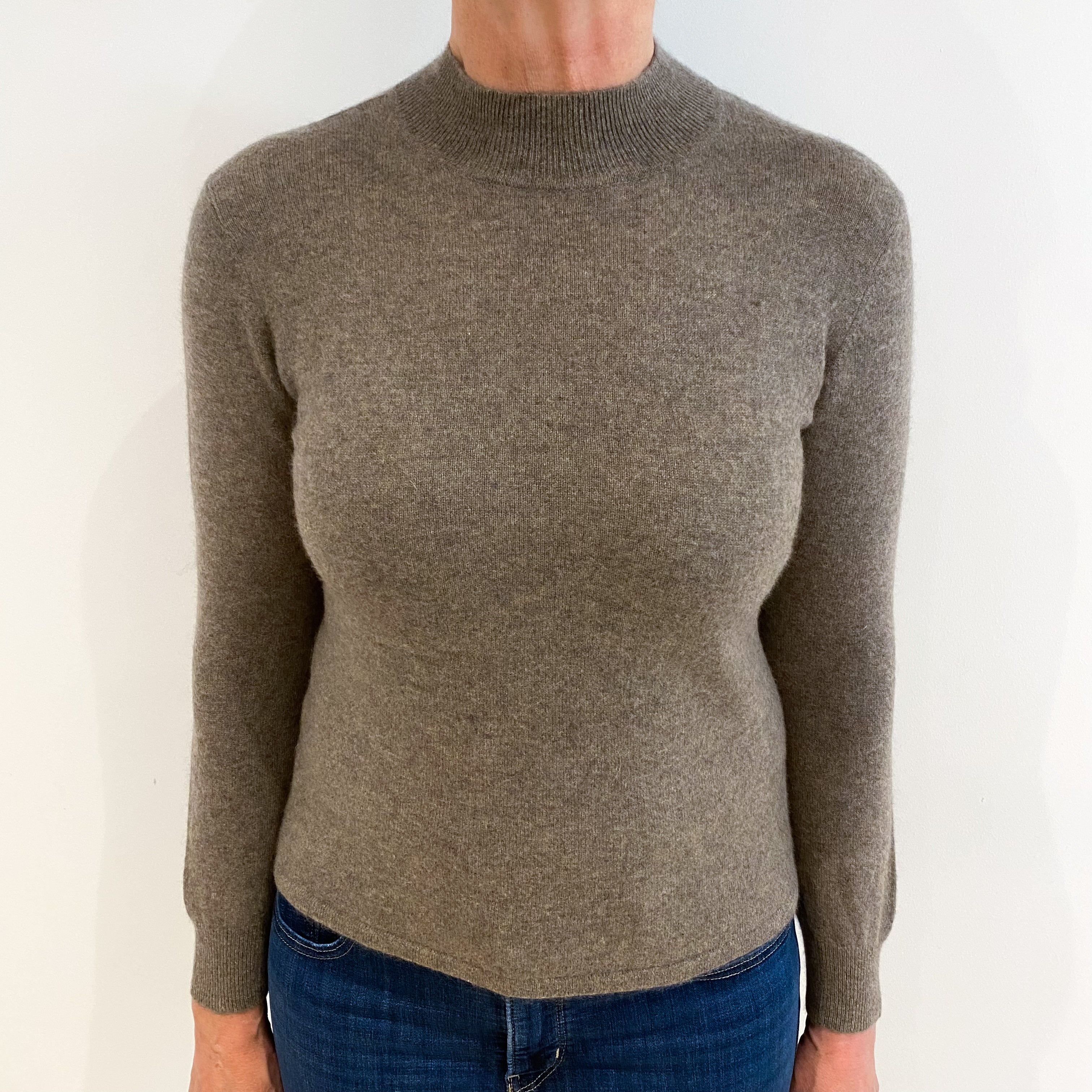 Mocha Brown Cashmere Turtle Neck Jumper Medium