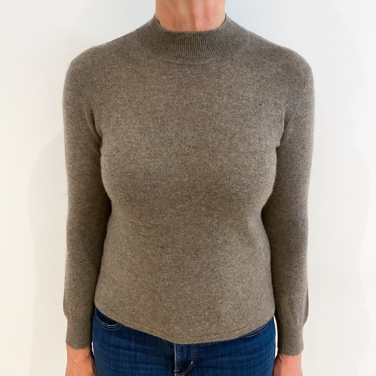 Mocha Brown Cashmere Turtle Neck Jumper Medium