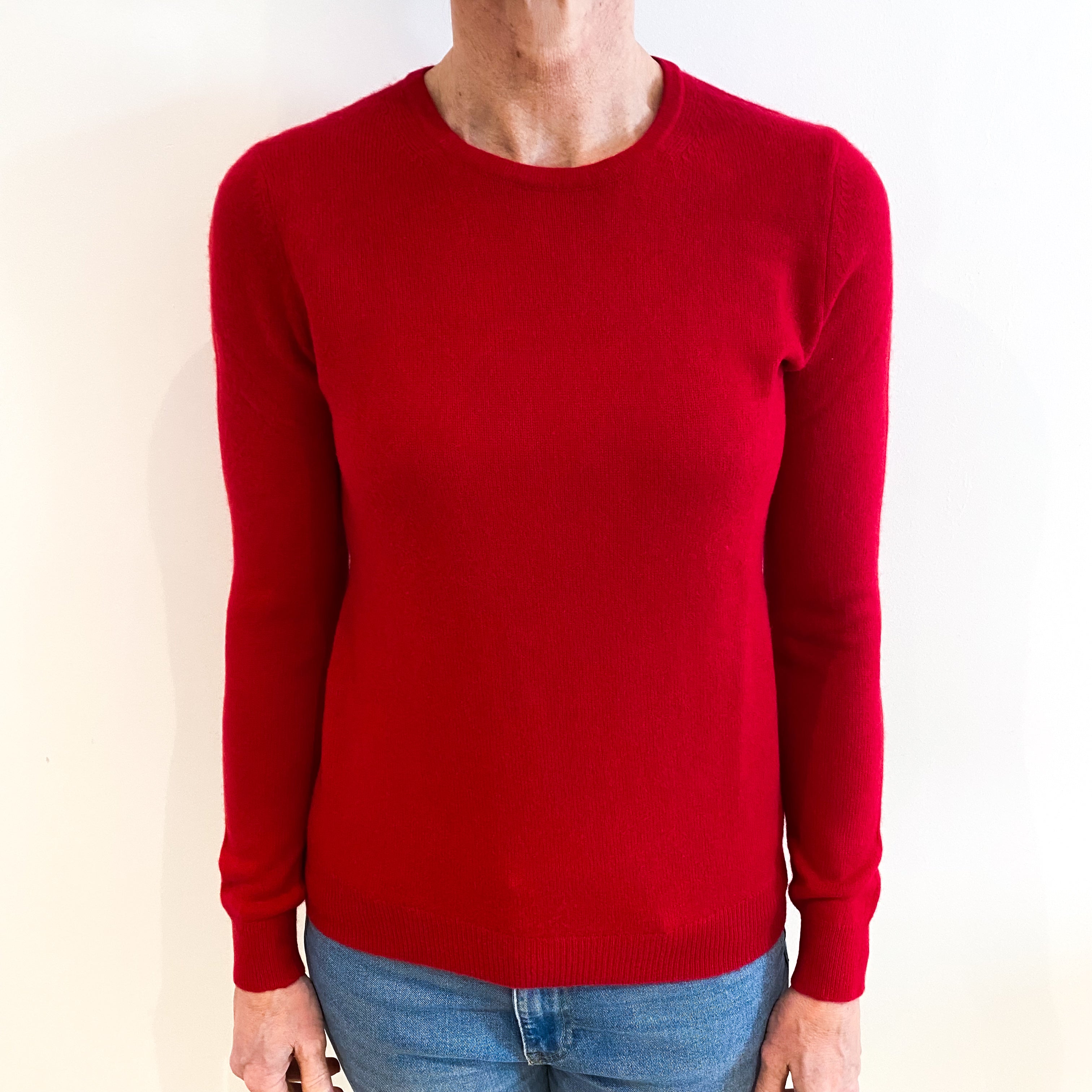 Post Box Red Cashmere Crew Neck Jumper Small