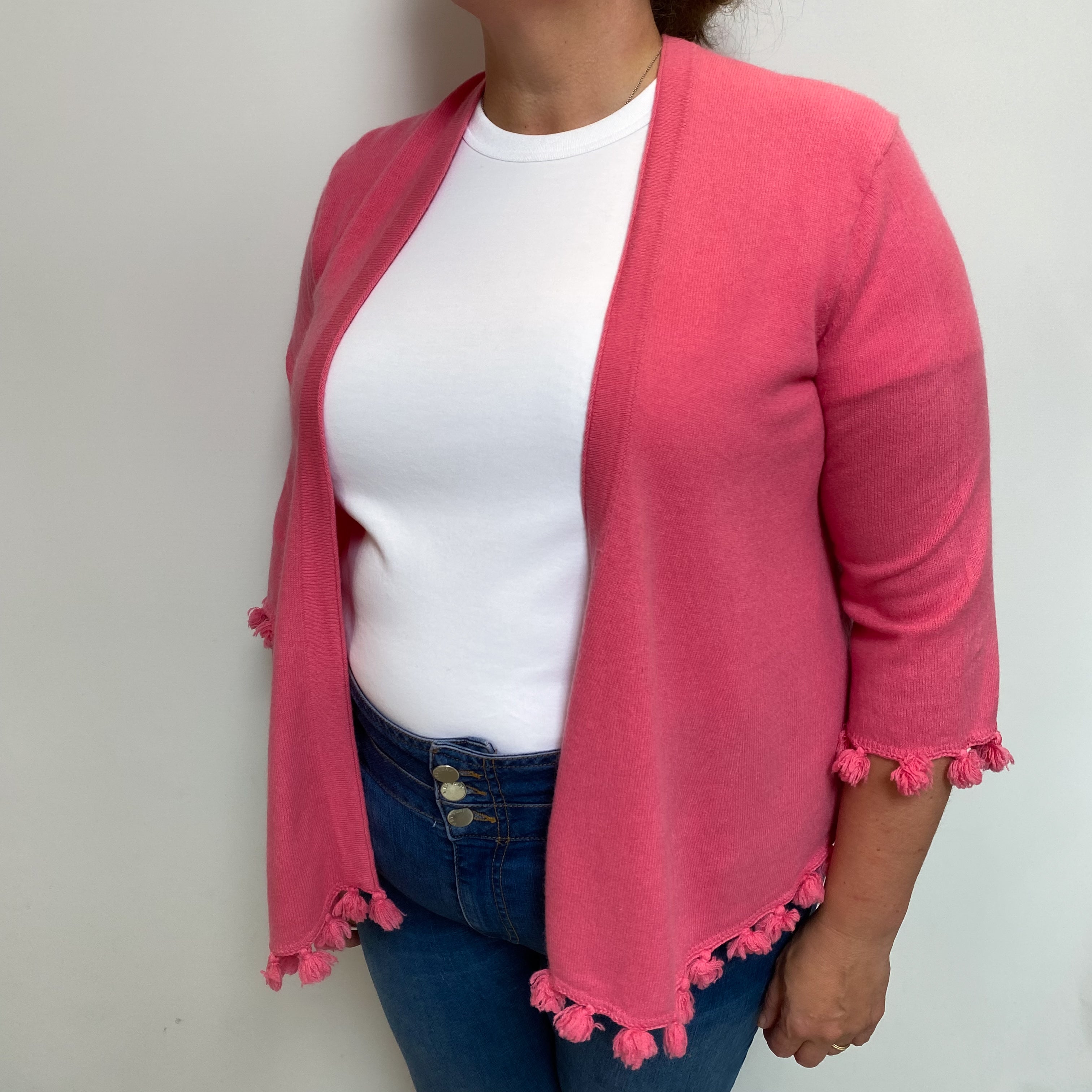 Bubblegum Pink Cashmere Edge To Edge Cardigan Extra Large