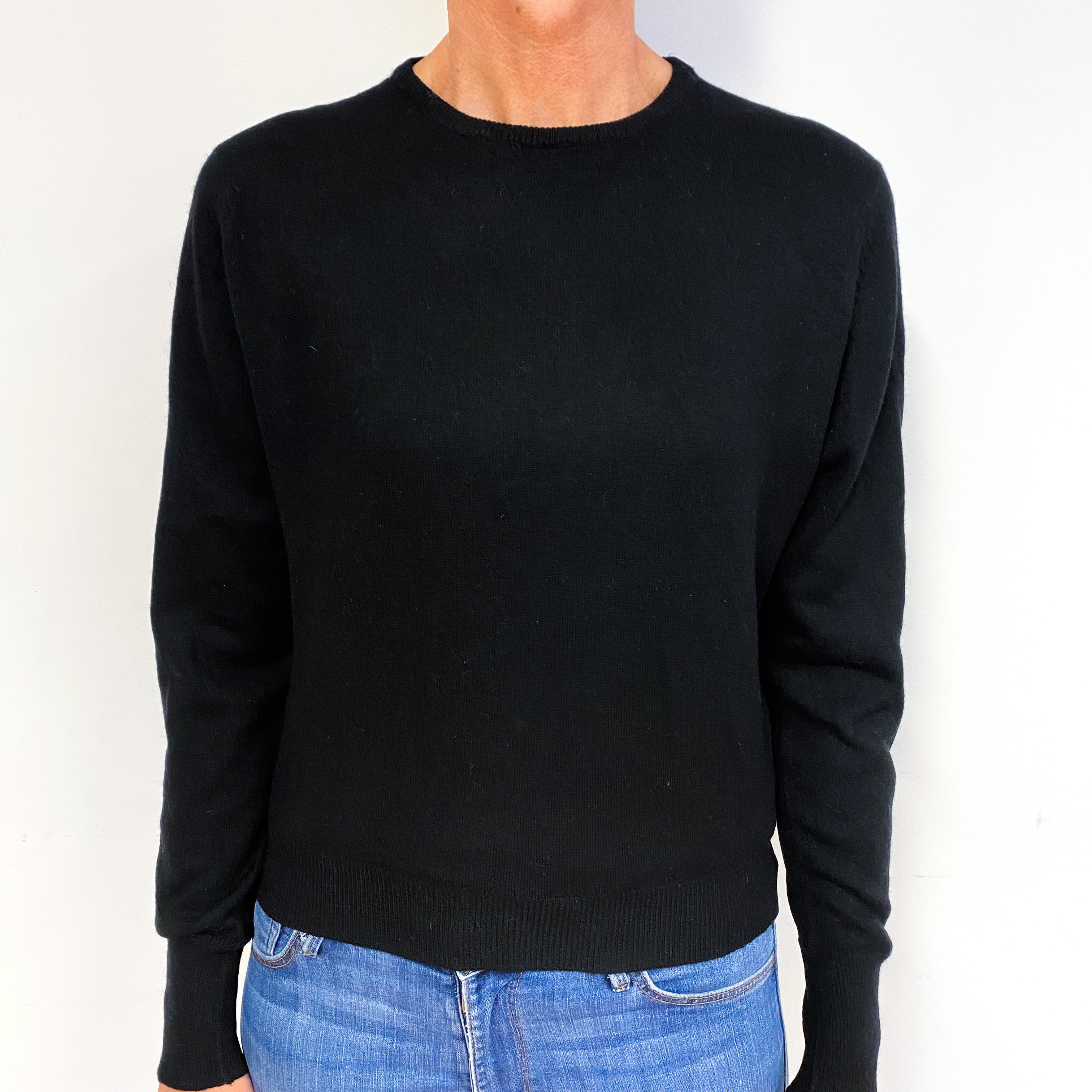 Vintage Black Cashmere Crew Neck Jumper Medium