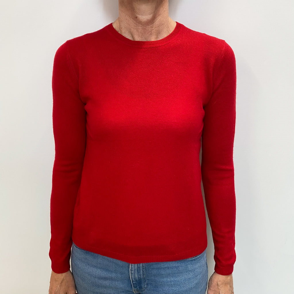Scarlet Red Lightweight Cashmere Crew Neck Jumper Small