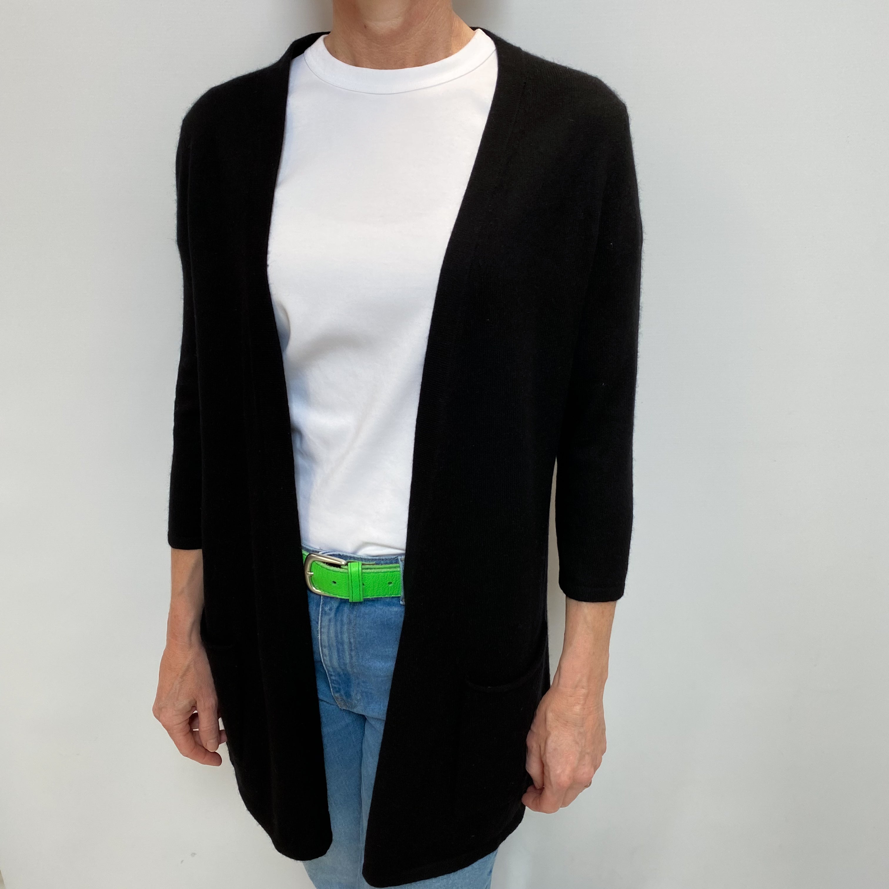 Black Cashmere Edge to Edge Cardigan Small