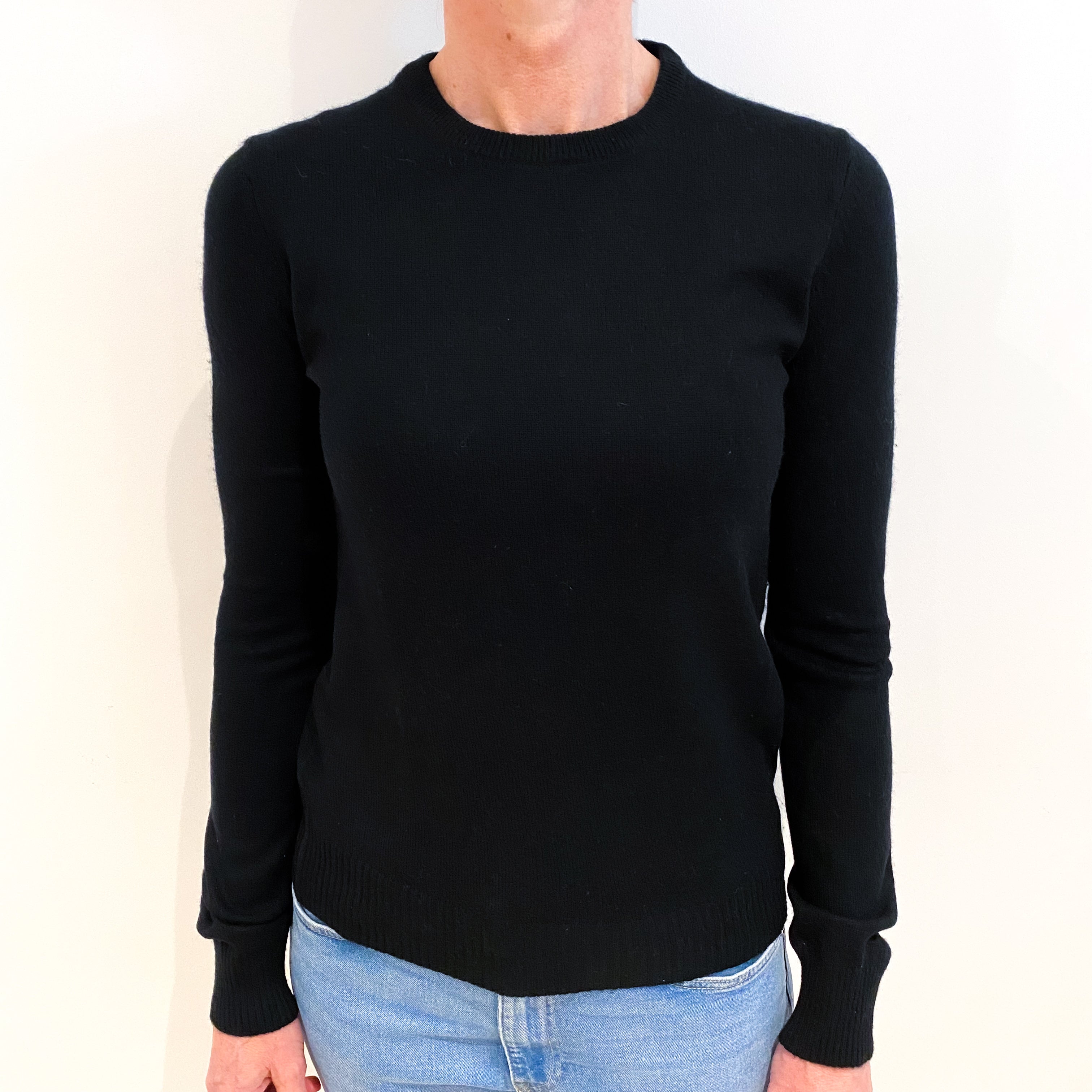 Black Cashmere Crew Neck Jumper Small