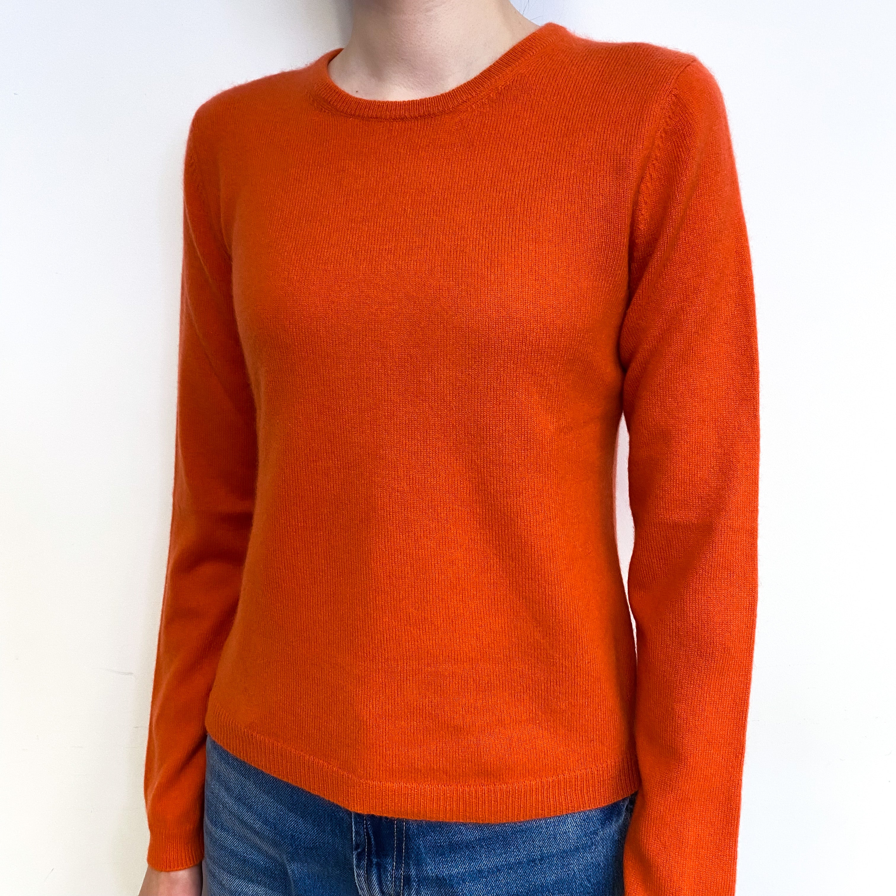 Tango Orange Cashmere Crew Neck Jumper Extra Small