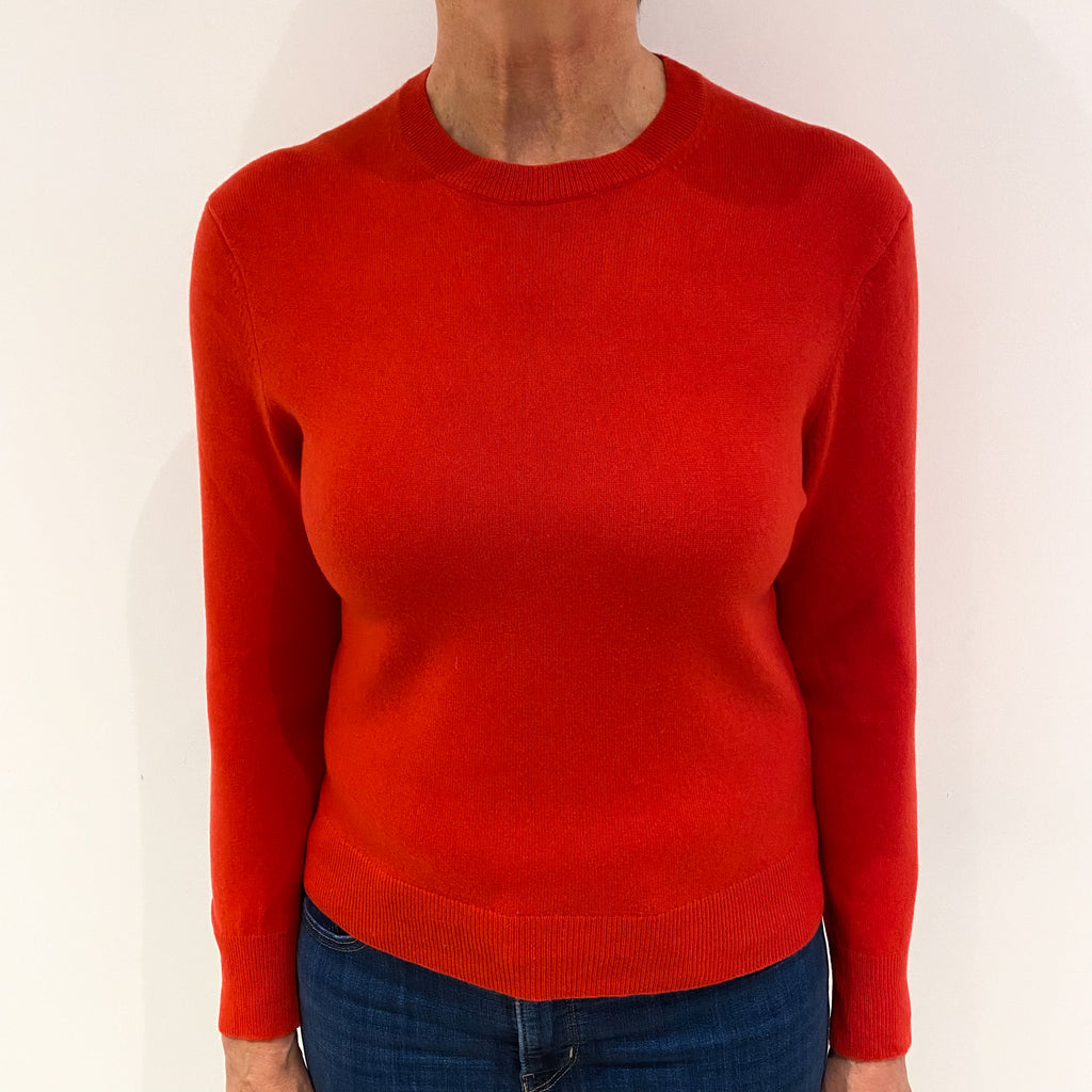 Vermillion Red Cashmere Crew Neck Jumper Medium
