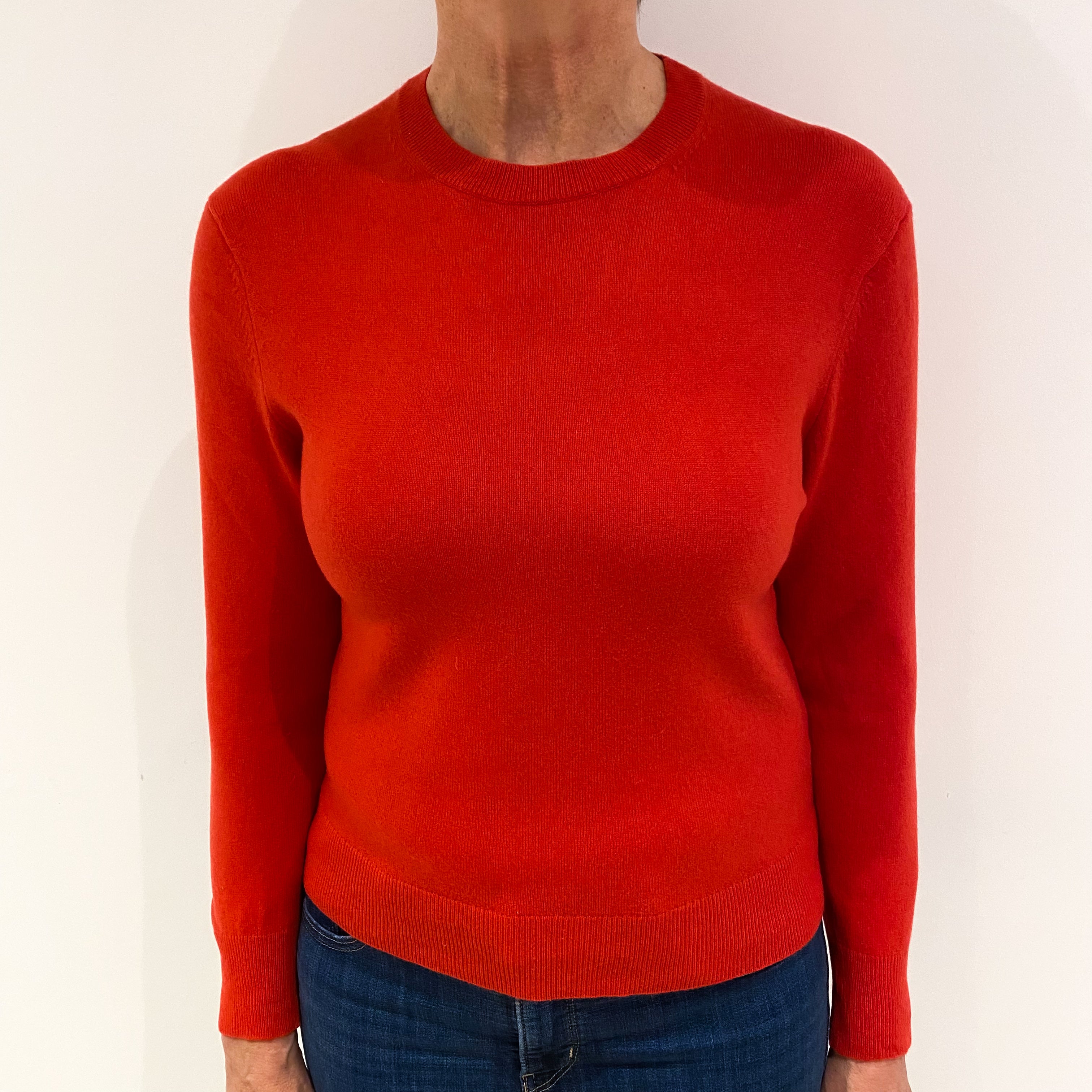 Vermillion Red Cashmere Crew Neck Jumper Medium