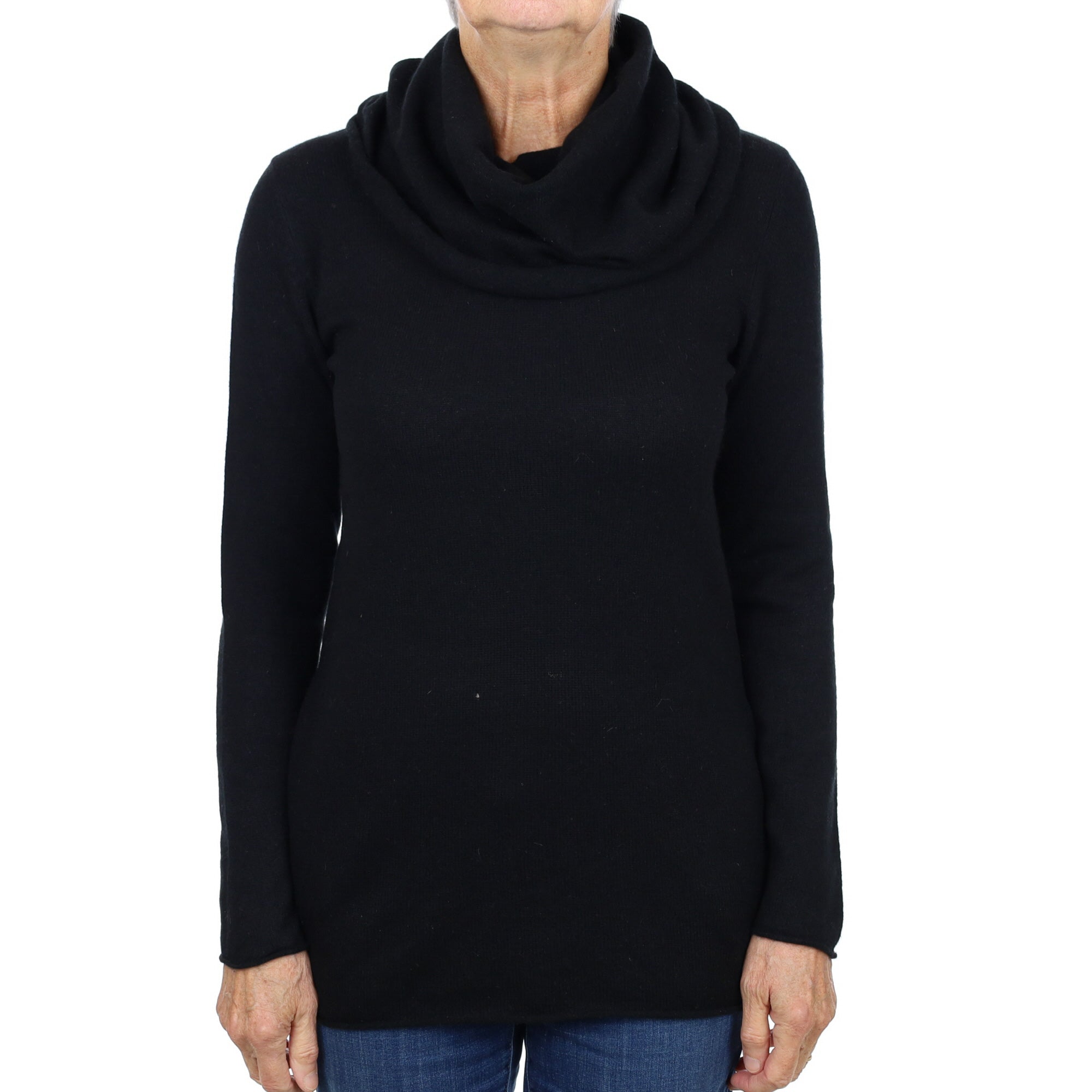 Black Cashmere Cowl Neck Jumper Medium