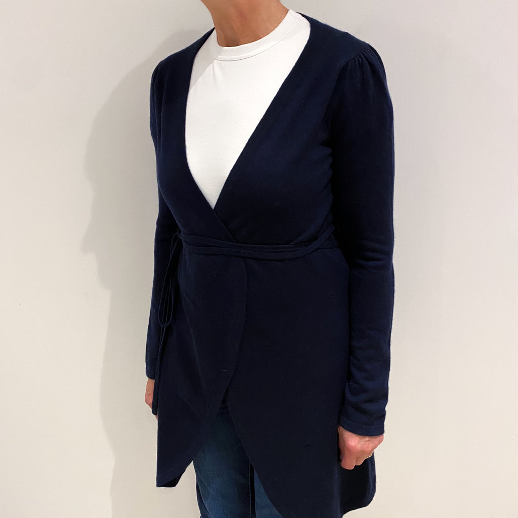 Navy Blue Cashmere Cross Over Cardigan Medium