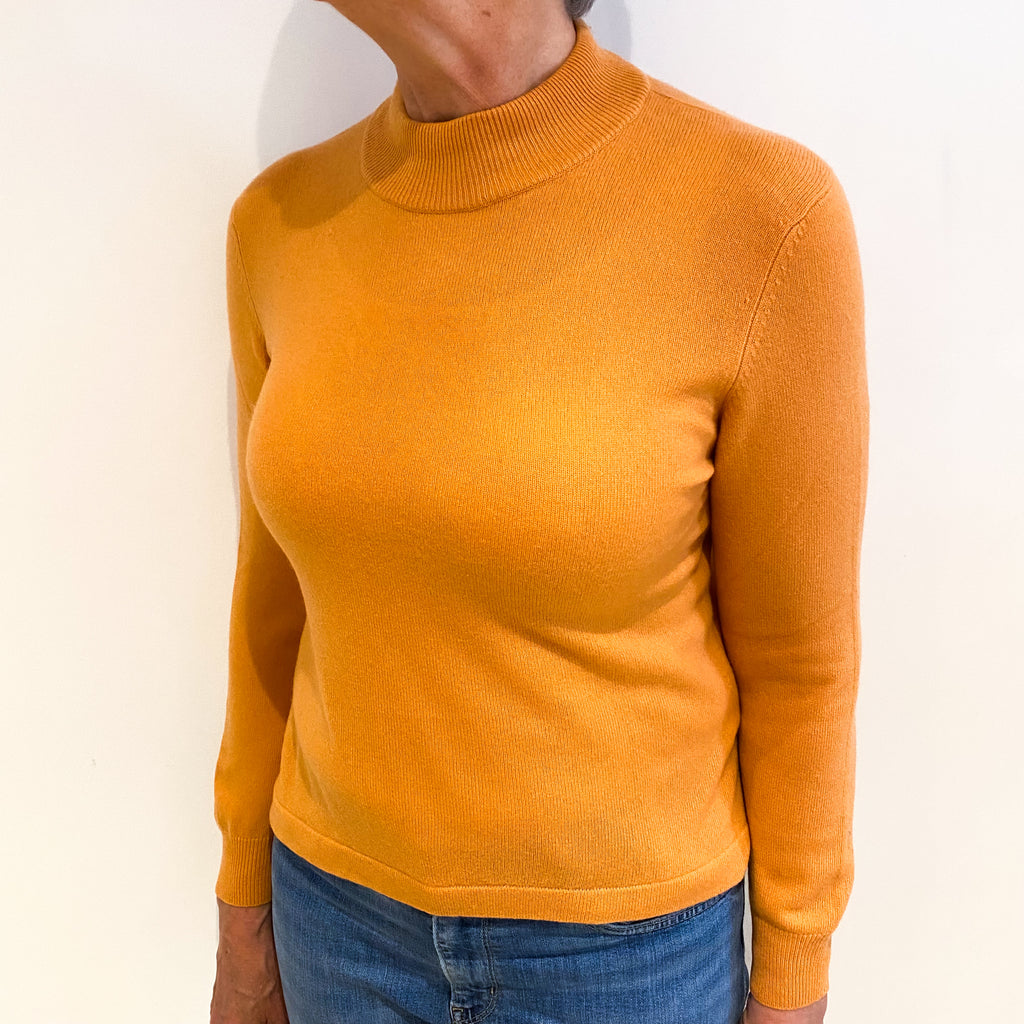 Tangerine Orange Cashmere Turtle Neck Jumper Medium