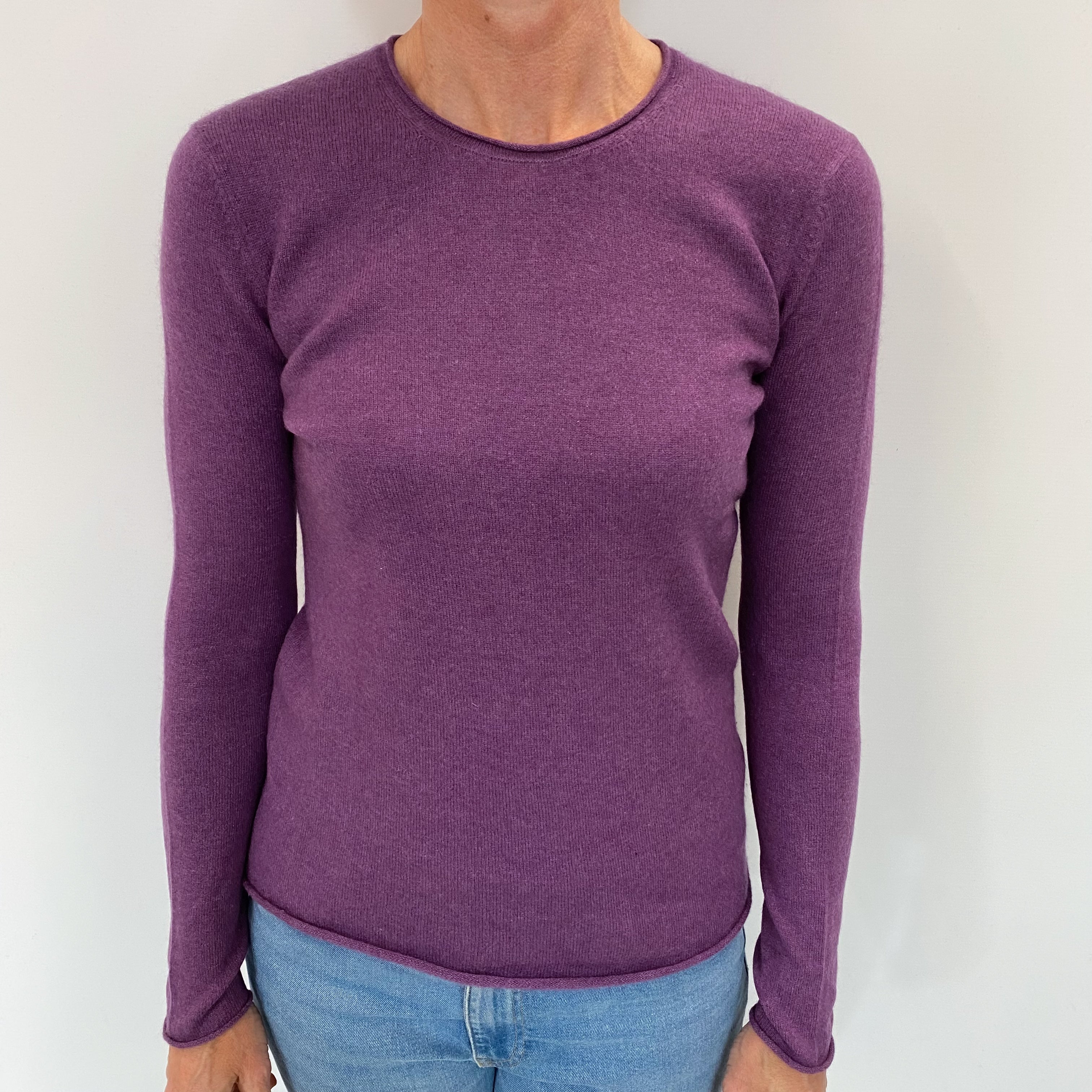 Lavender Purple Cashmere Crew Neck Jumper Small