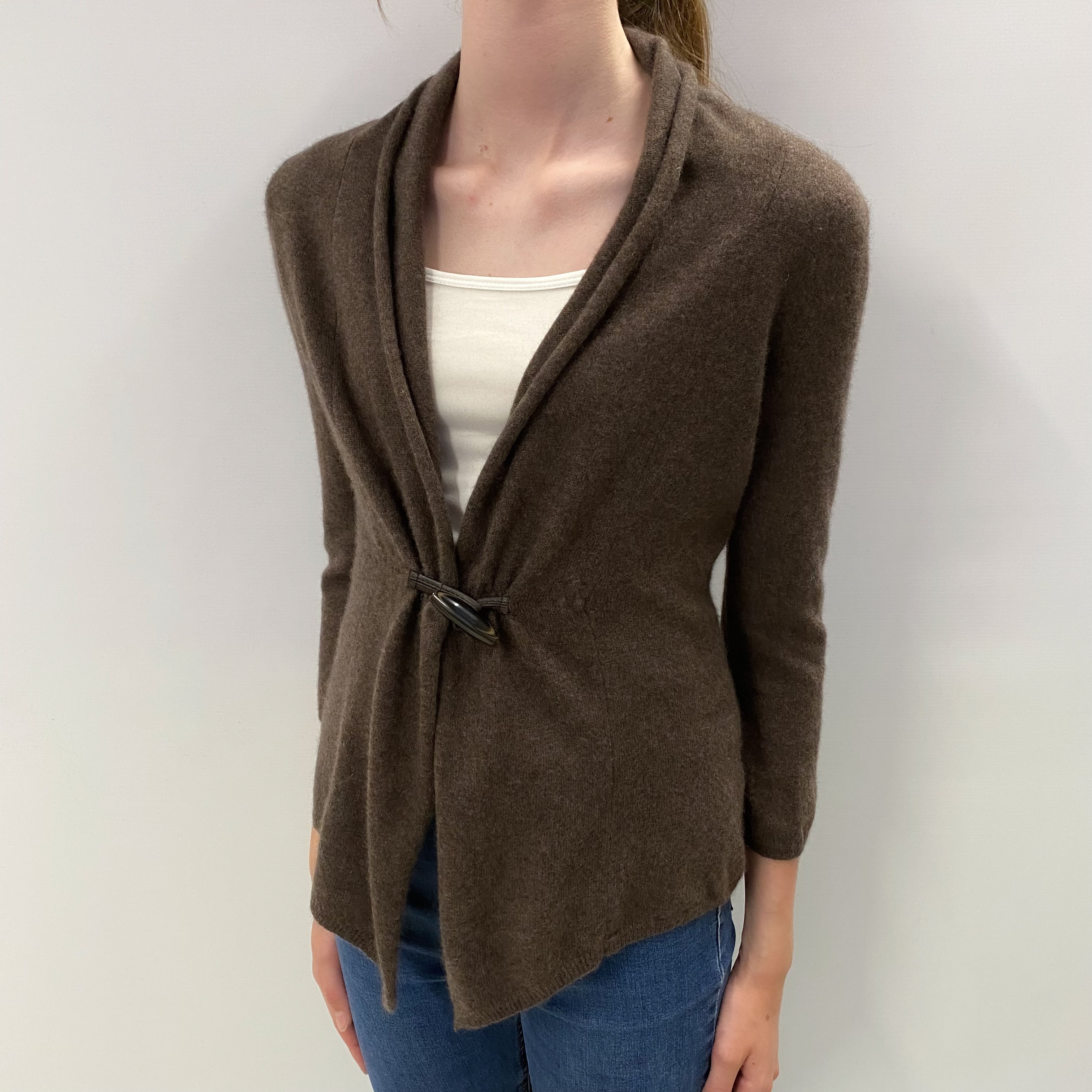 Muted Brown Cashmere V Neck Cardigan Extra Small