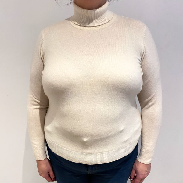 Winter White Cashmere Polo Neck Jumper Extra Large