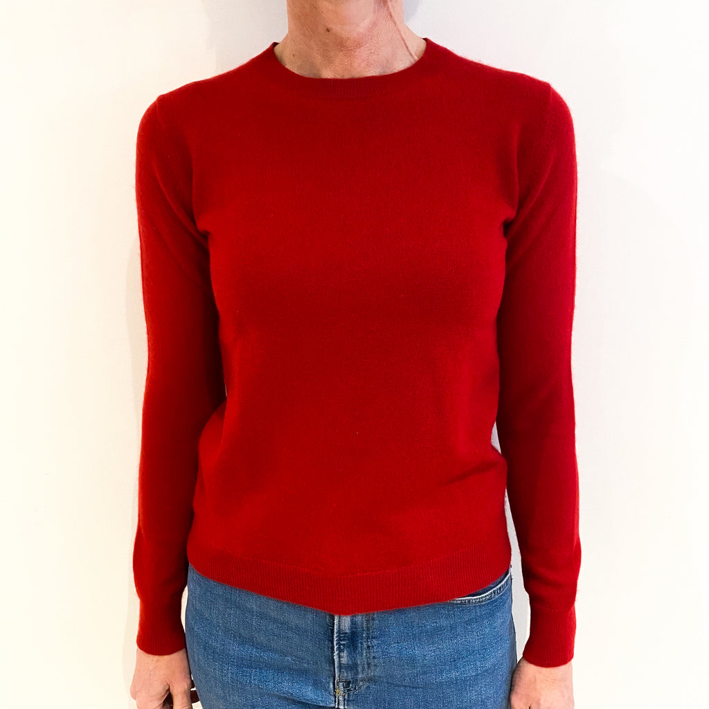 Spanish Red Cashmere Crew Neck Jumper Small