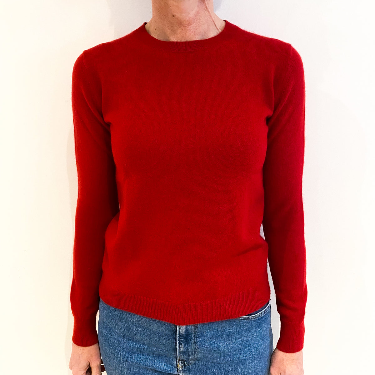 Spanish Red Cashmere Crew Neck Jumper Small
