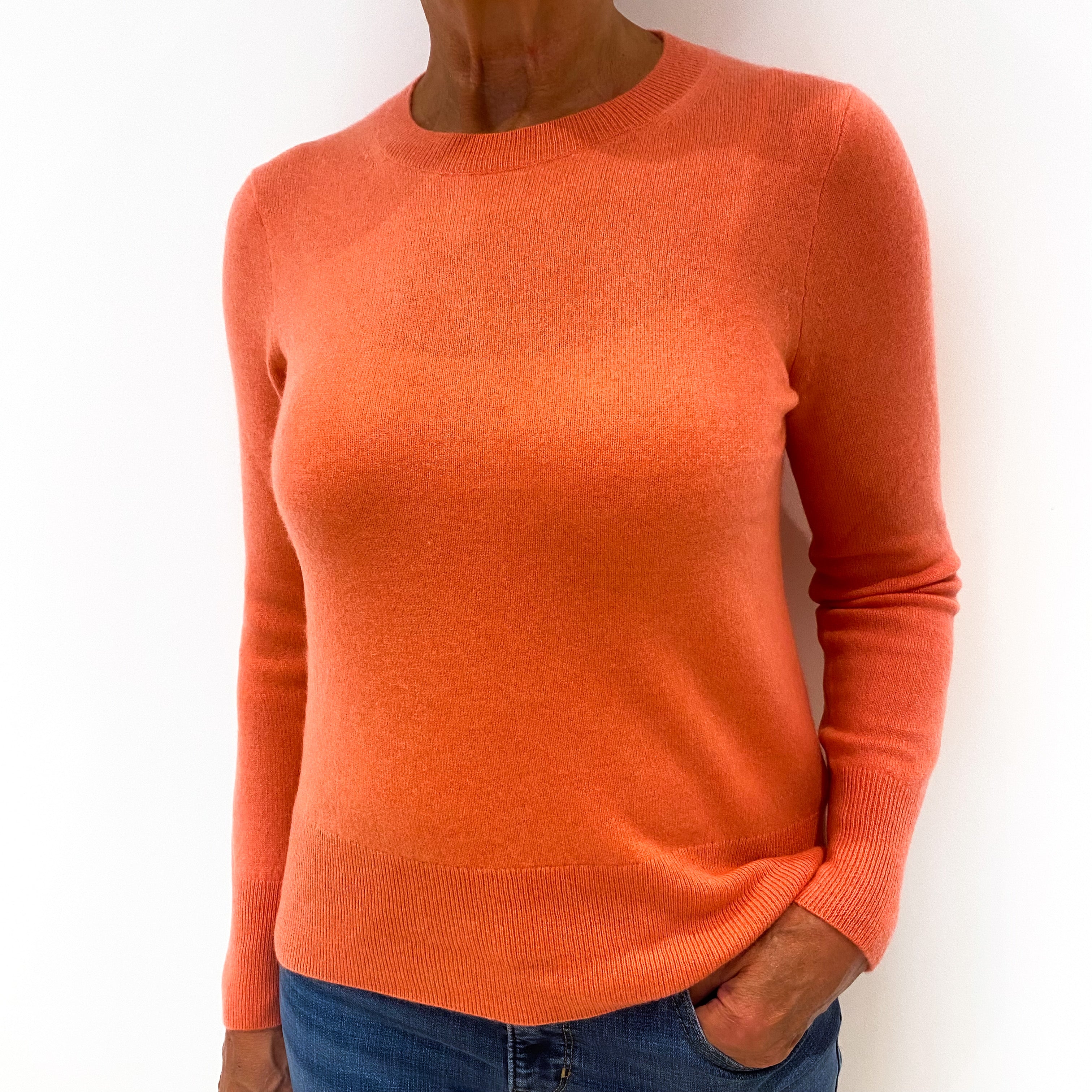 Flamingo Pink Cashmere Crew Neck Jumper Medium