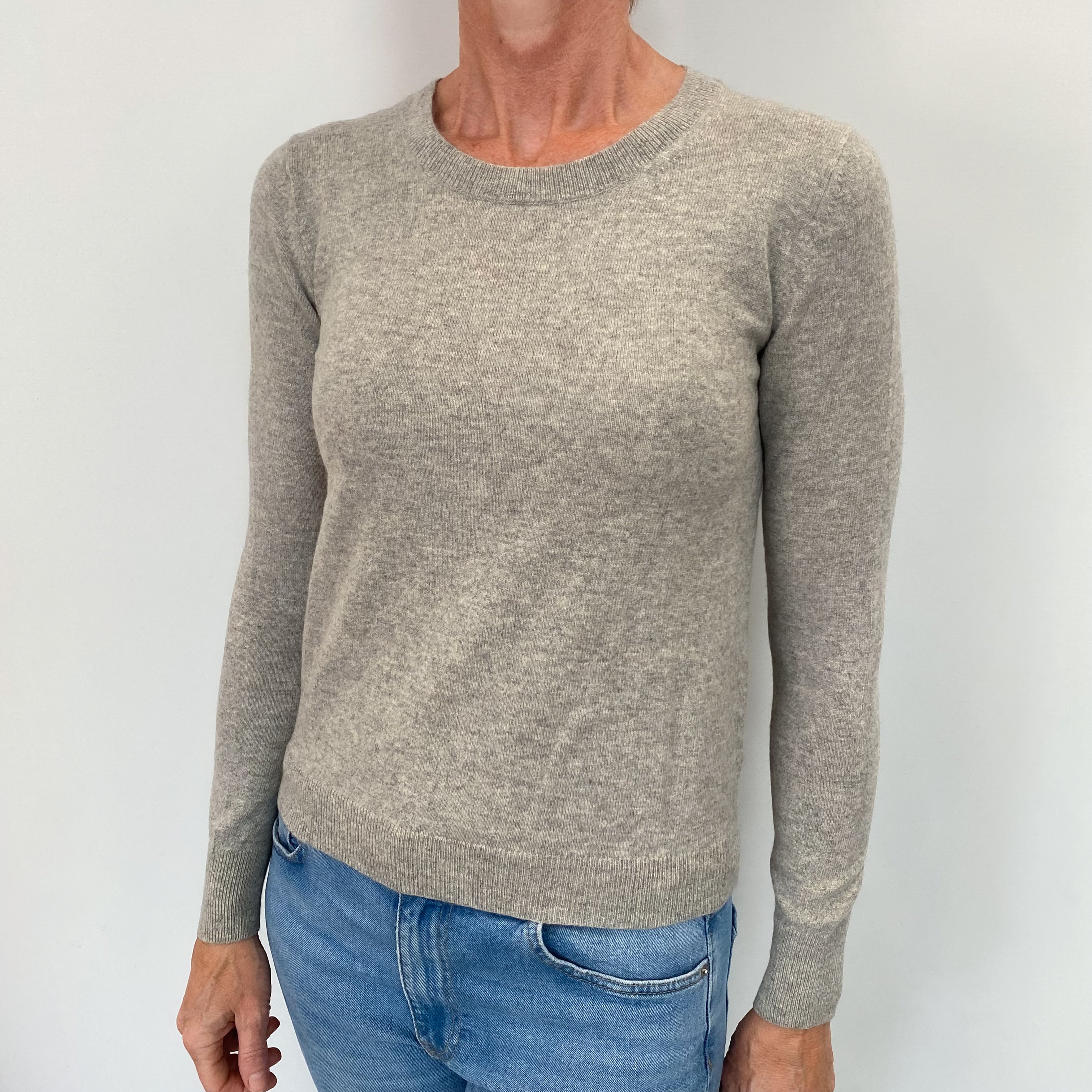 Smoke Grey Cashmere Crew Neck Jumper Small