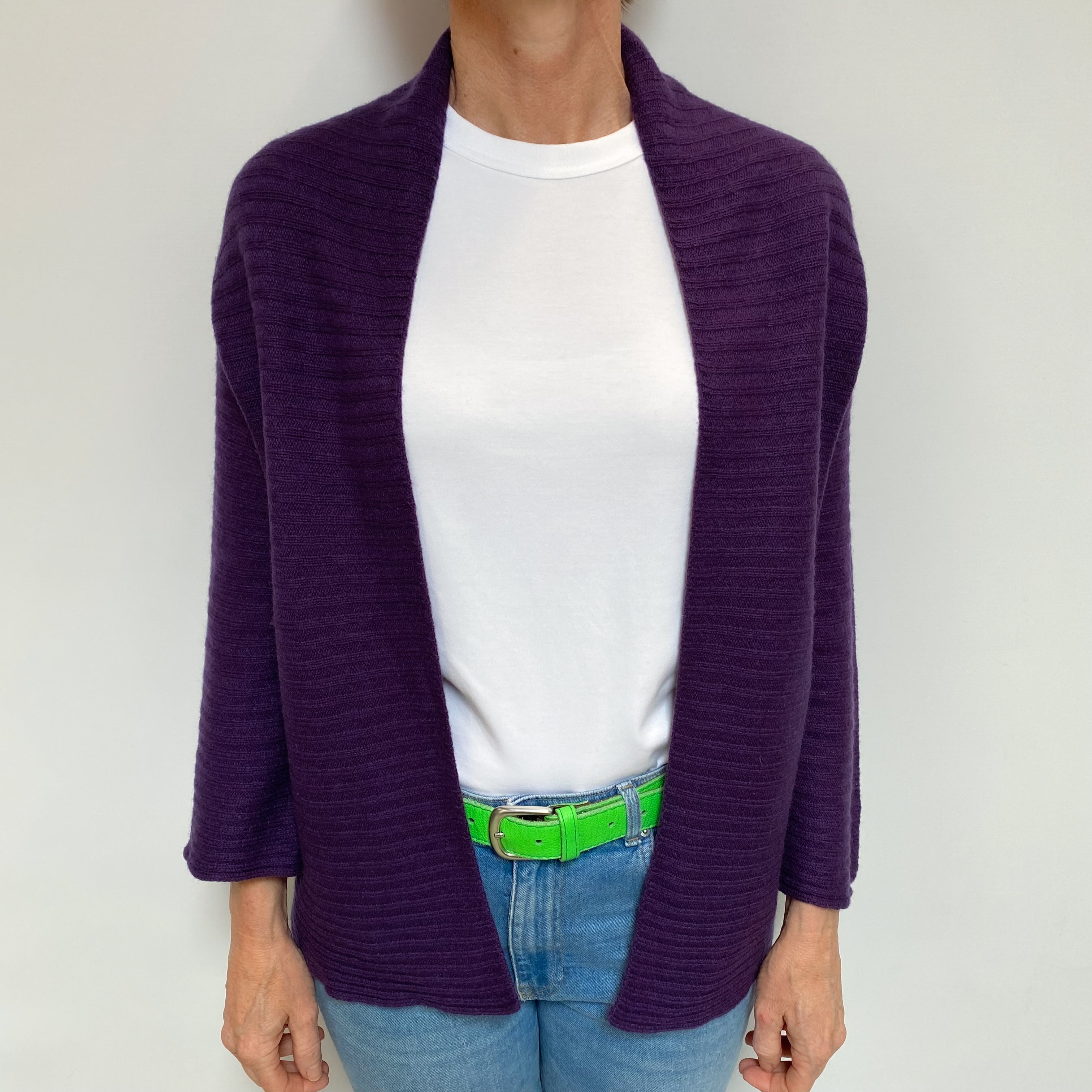 Blueberry Purple Cashmere Edge to Edge Cardigan Small