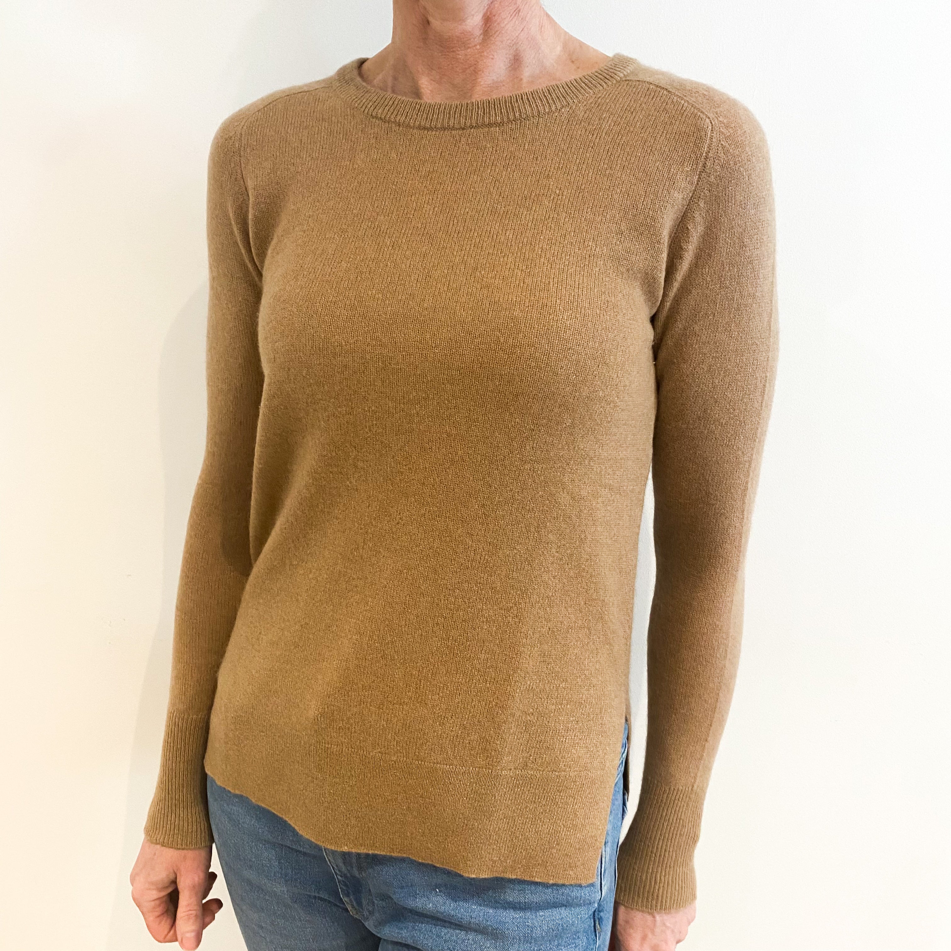 Cinnamon Brown Cashmere Crew Neck Jumper Small