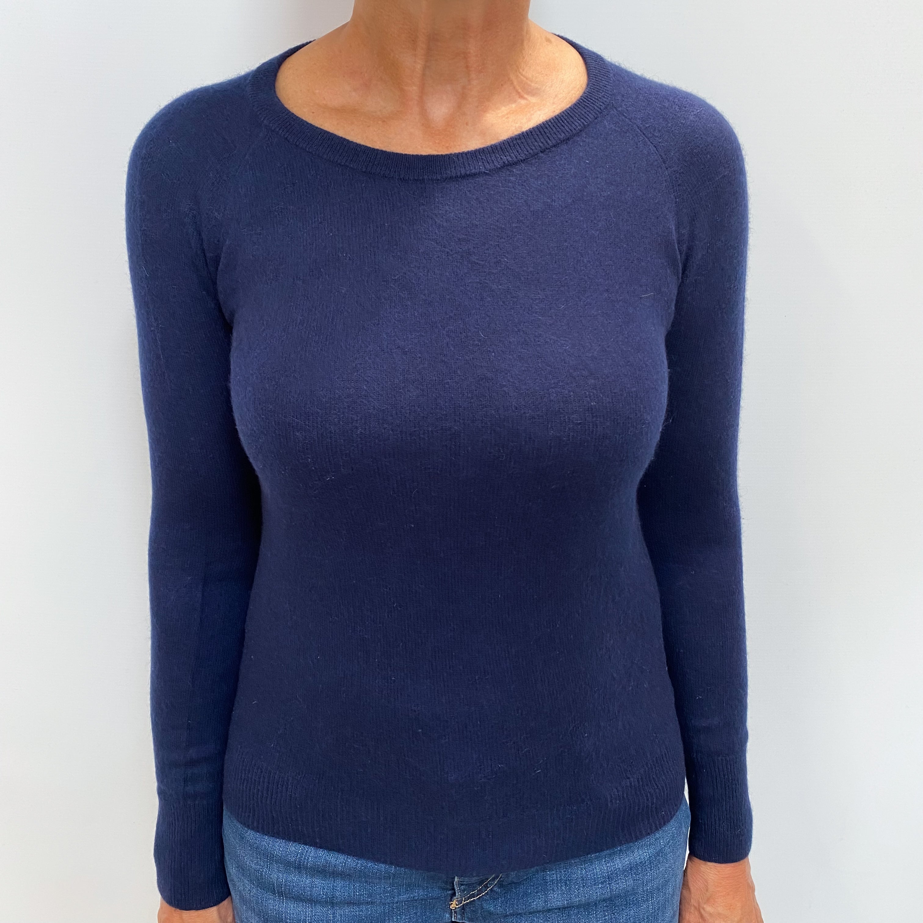 Navy Blue Cashmere Crew Neck Jumper Medium