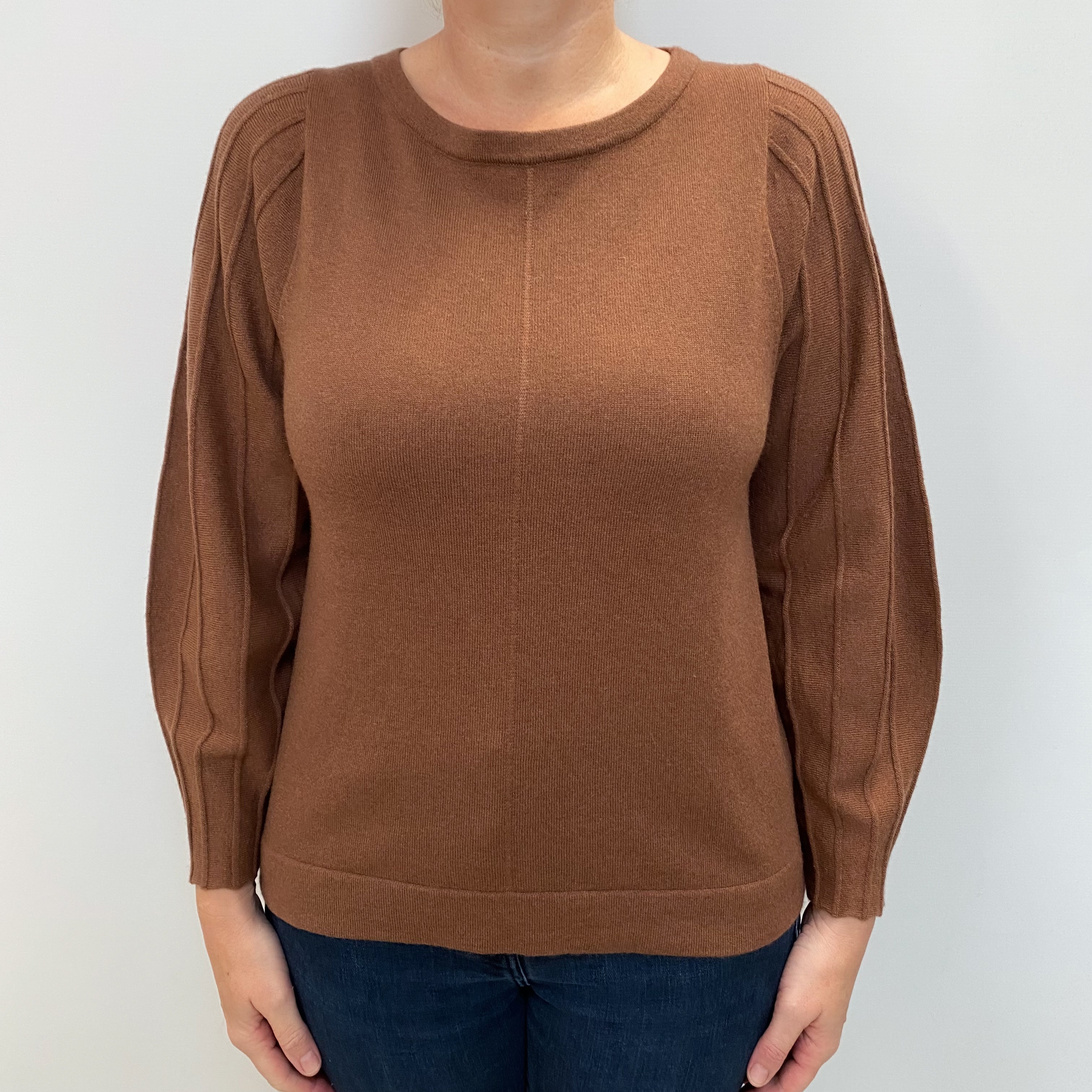 Fabiana Filippi Russet Brown Cashmere Crew Neck Jumper Large