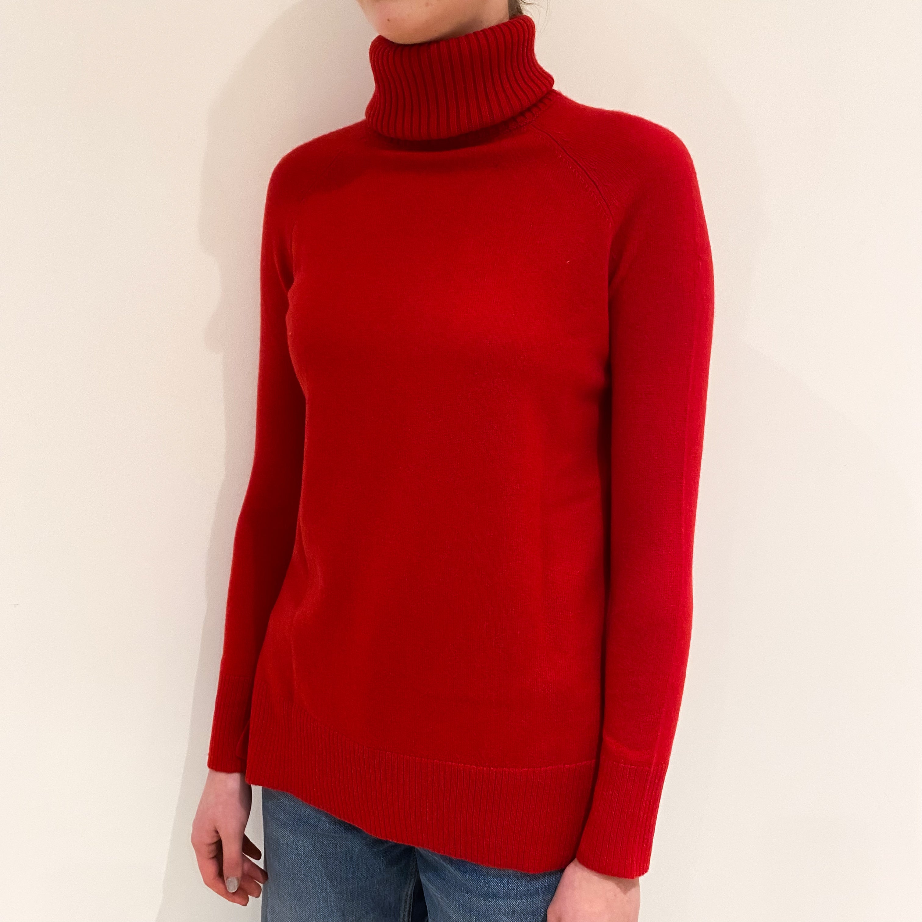 Ralph Lauren Red Cashmere Polo Neck Jumper Extra Small