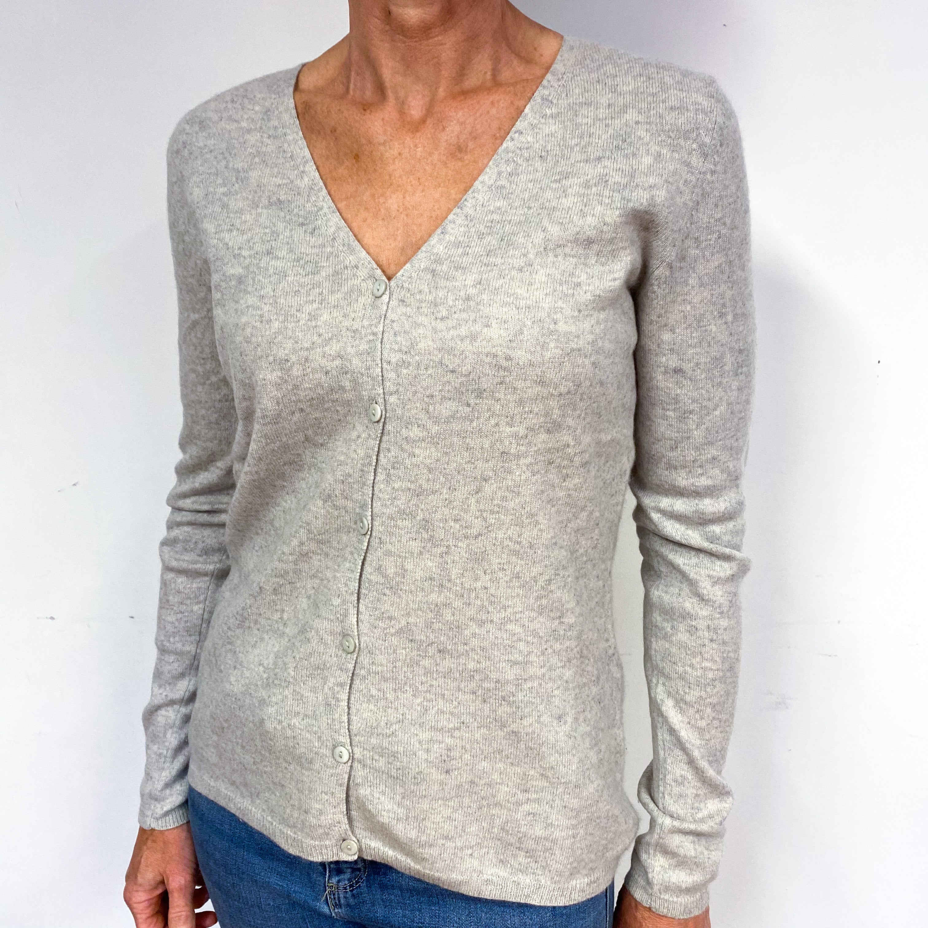 Mist Grey Cashmere V-Neck Cardigan Medium