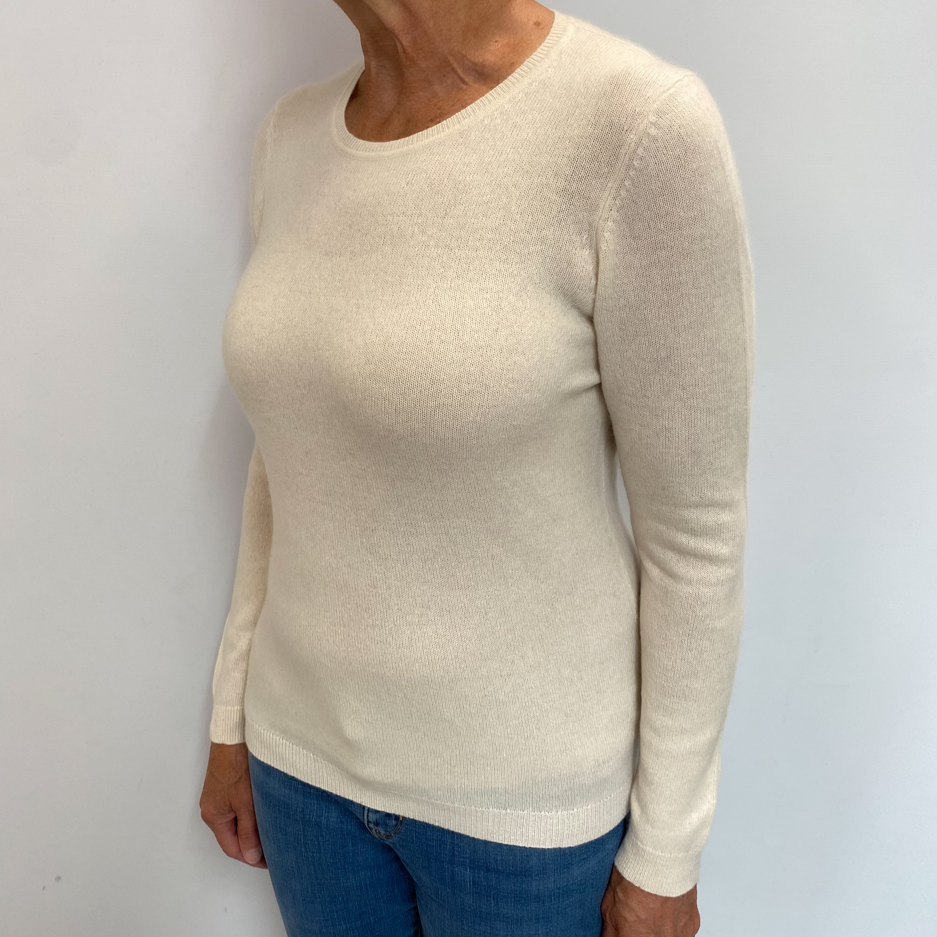 Vanilla Cream Cashmere Crew Neck Jumper Medium
