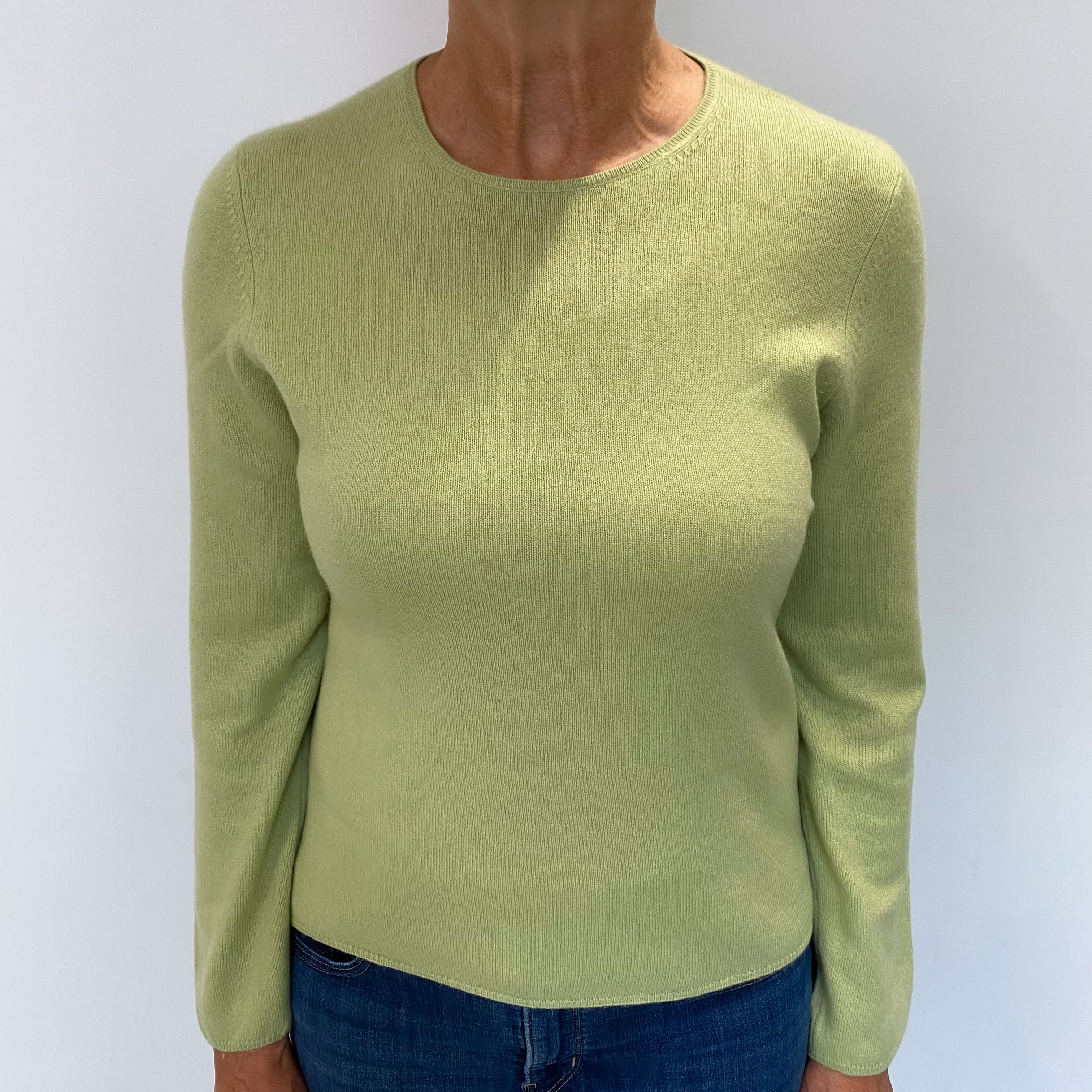 Pistachio Green Cashmere Crew Neck Jumper Medium