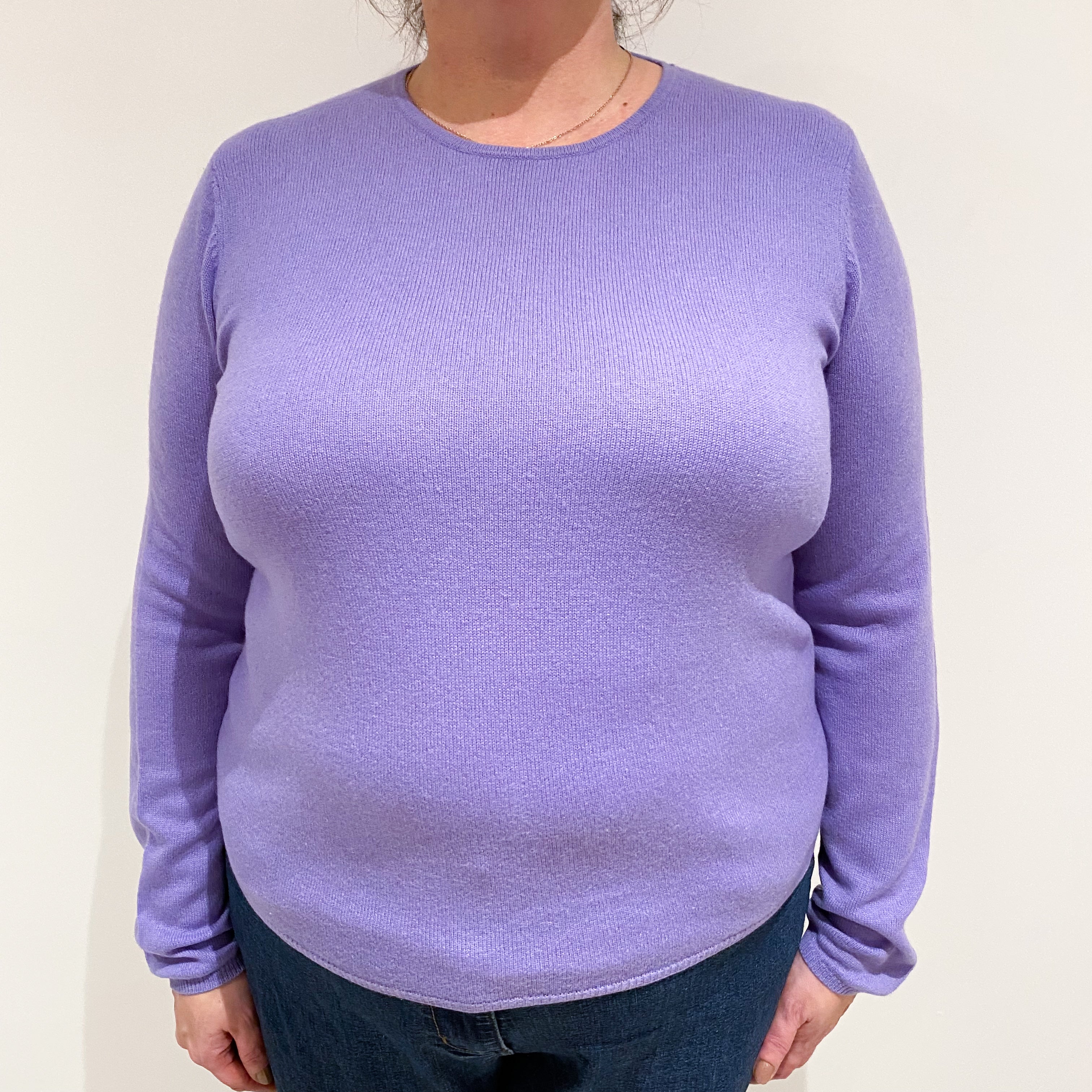 Periwinkle Purple Cashmere Crew Neck Jumper Extra Large