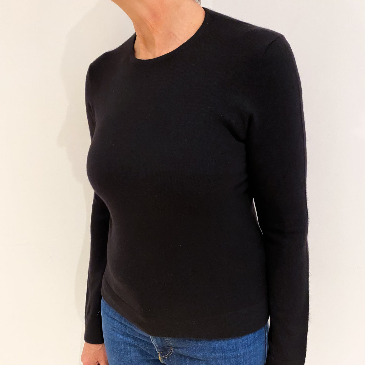 Black Cashmere Crew Neck Jumper Medium